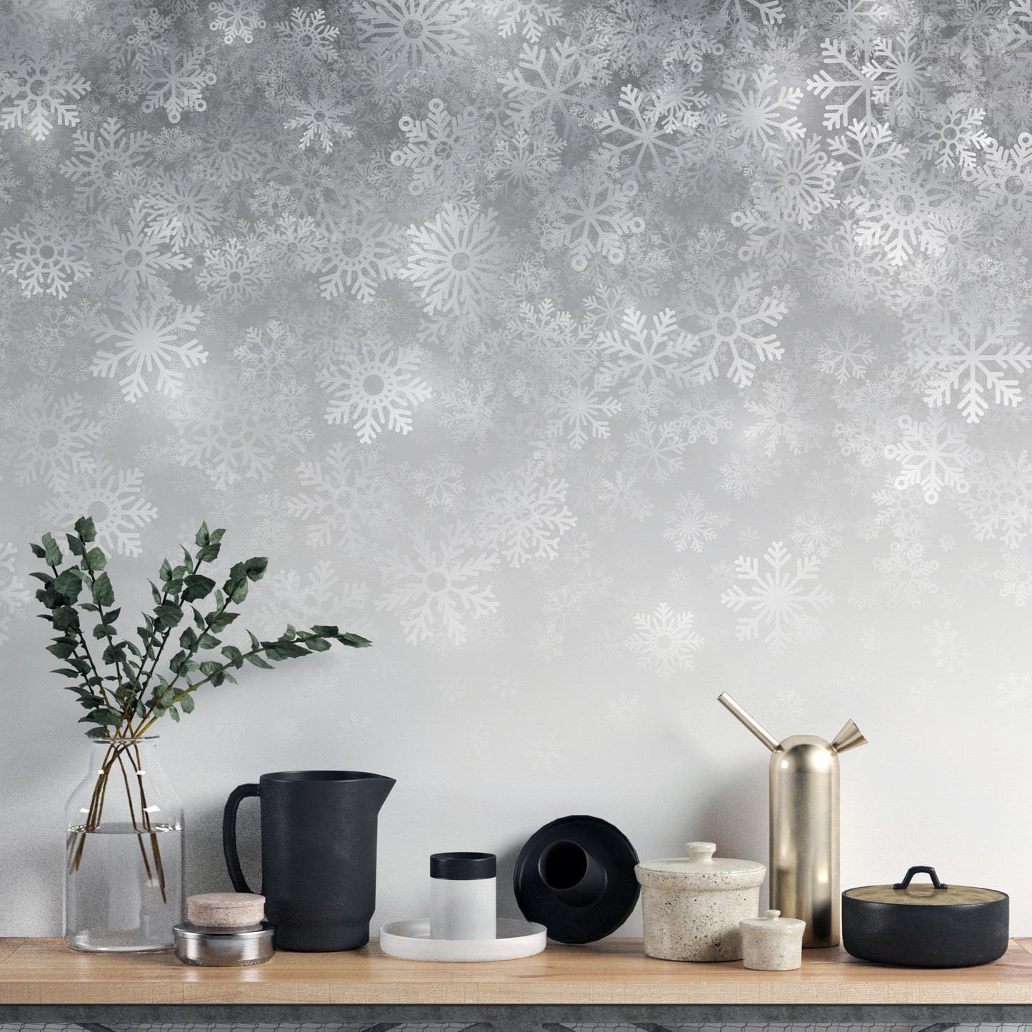 Frosty snowflake wallpaper for serene spaces
