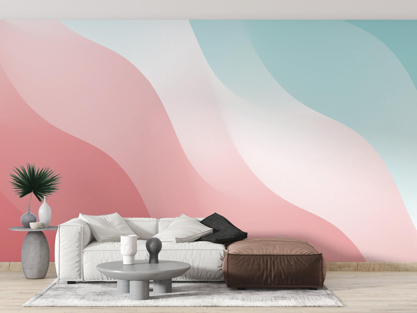 Pink & Blue Colorful Wavy Shades Wallpaper Murals - Giffywalls