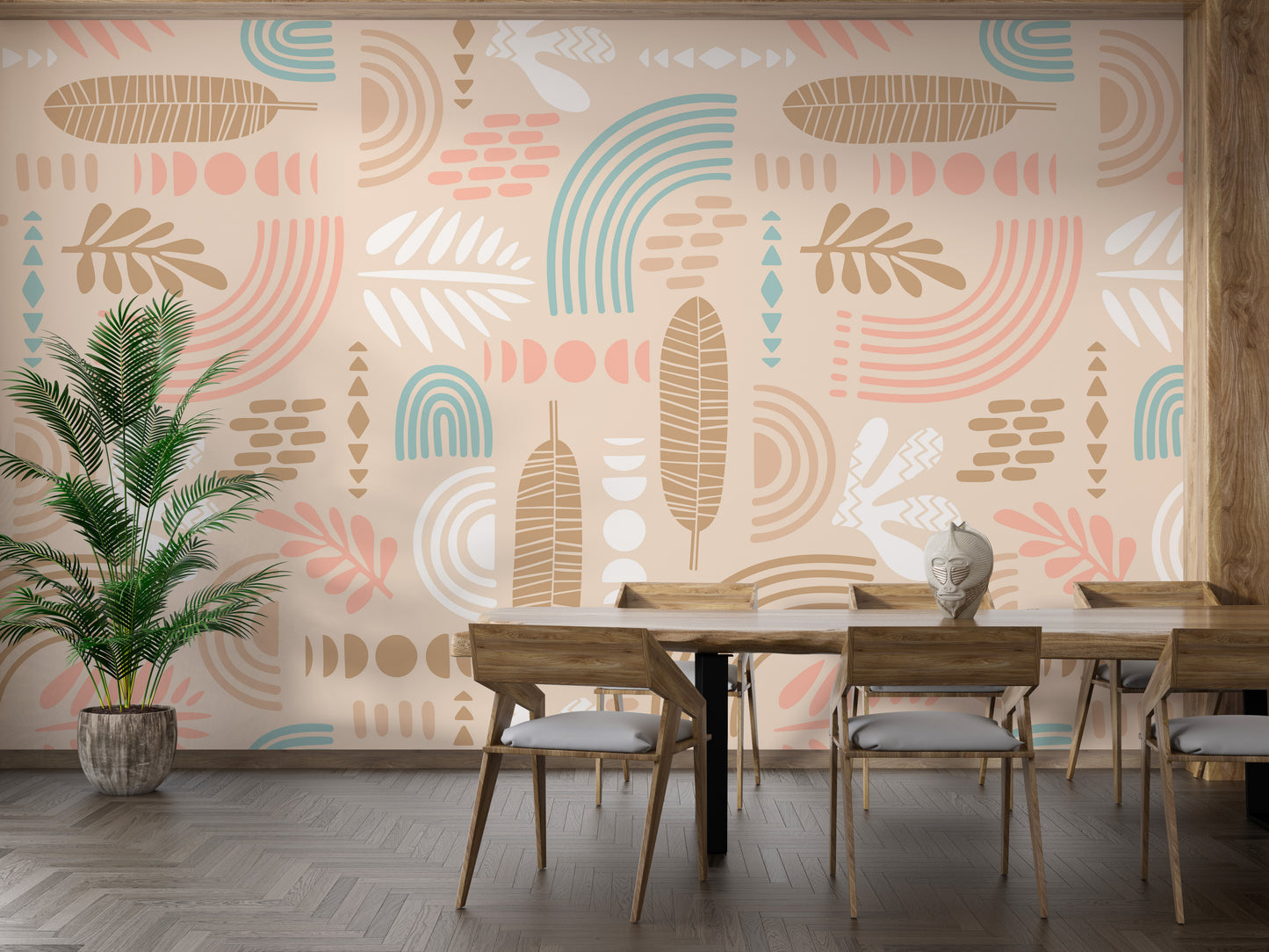 Dining Room Ambiance: Tropical Leaf Wallpaper Mural