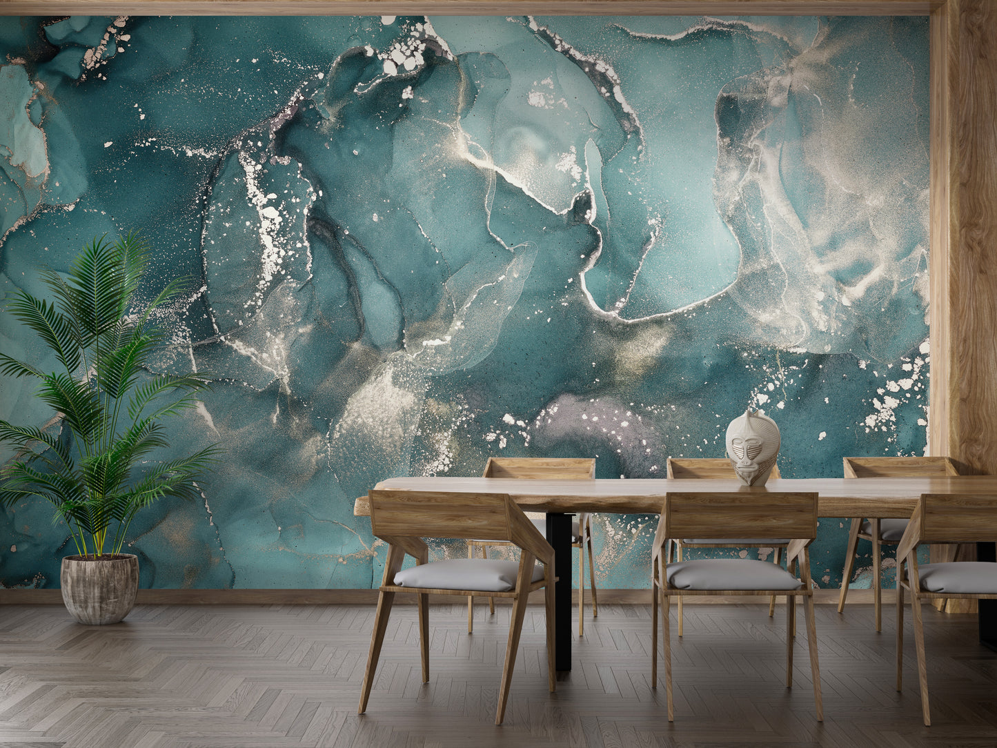 Teal Colored Marble Wallpaper Mural