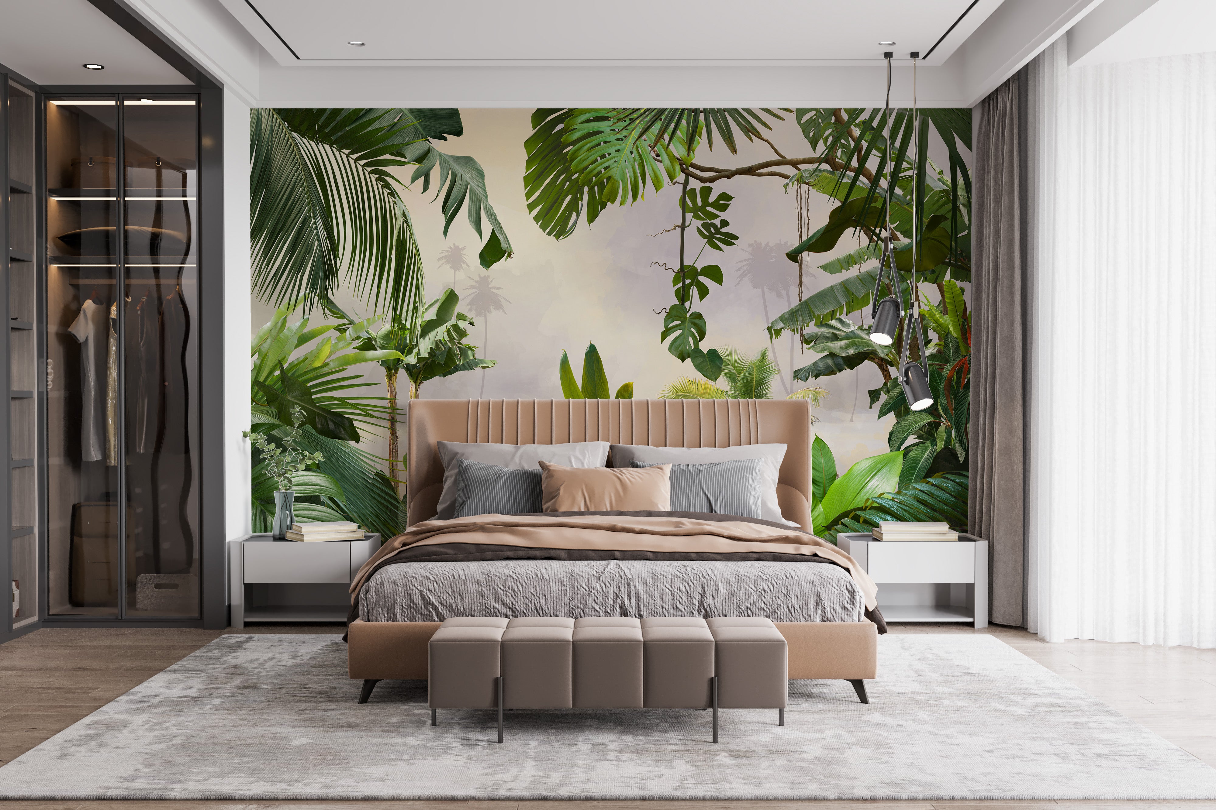 Serene tropical forest peel-and-stick wallpaper