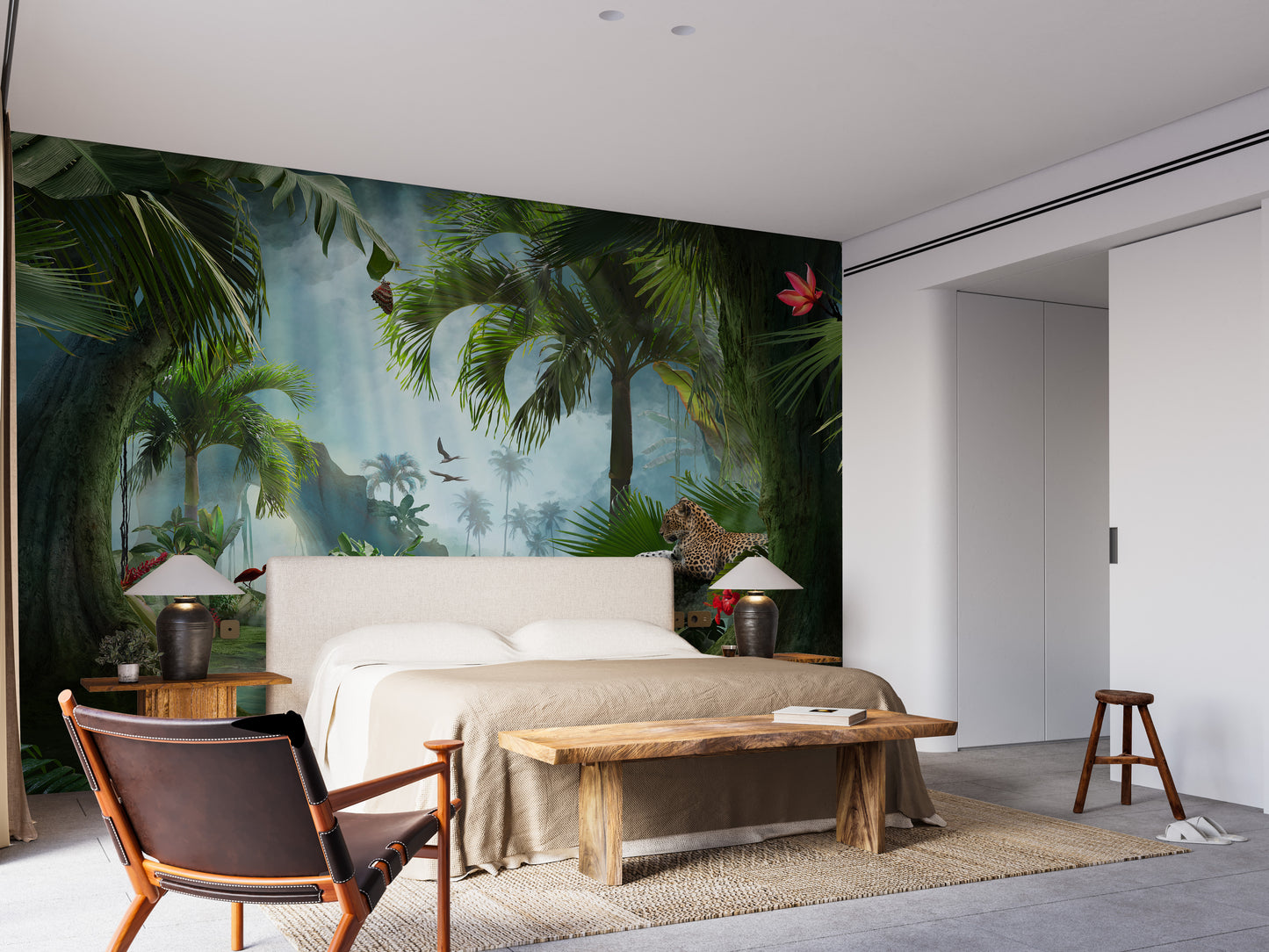 Forest Lagoon with a panther wallpaper mural