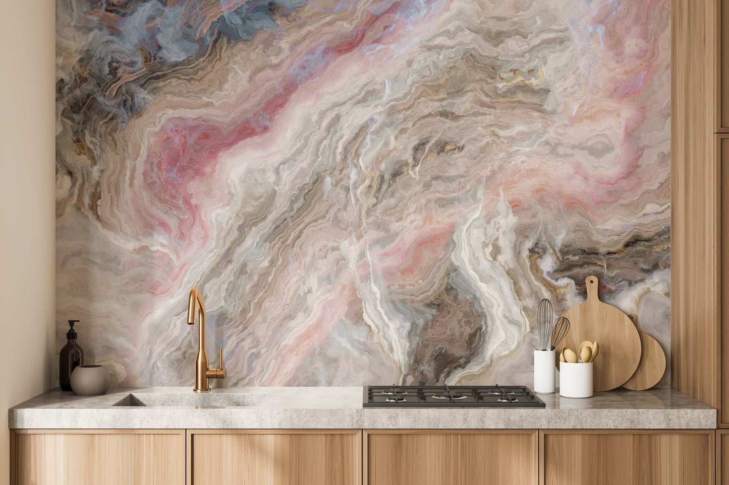 Beige marble wallpaper mural