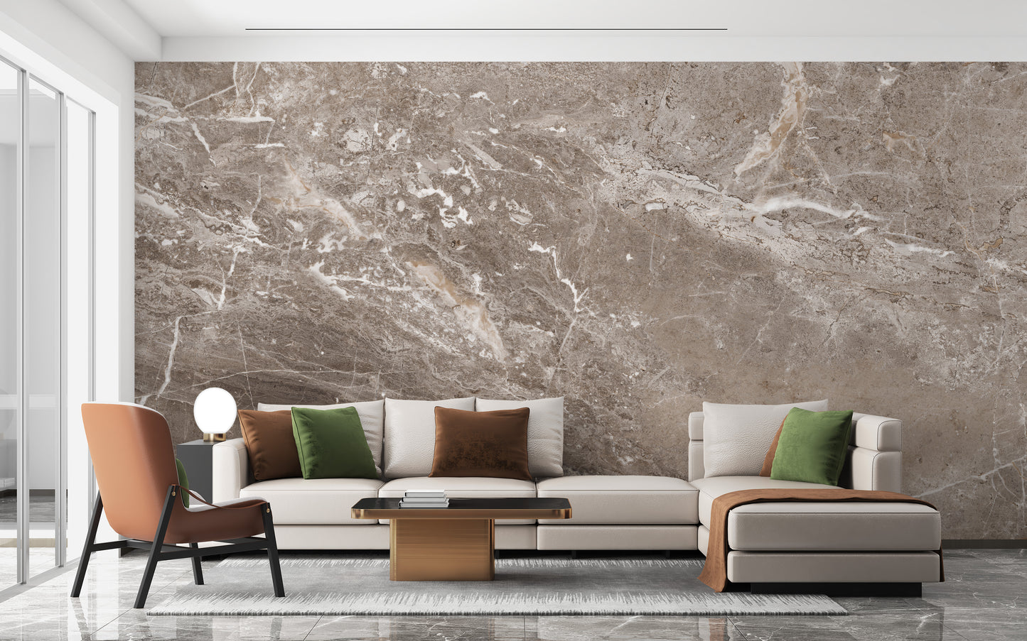 Brown marble textured wallpaper mural