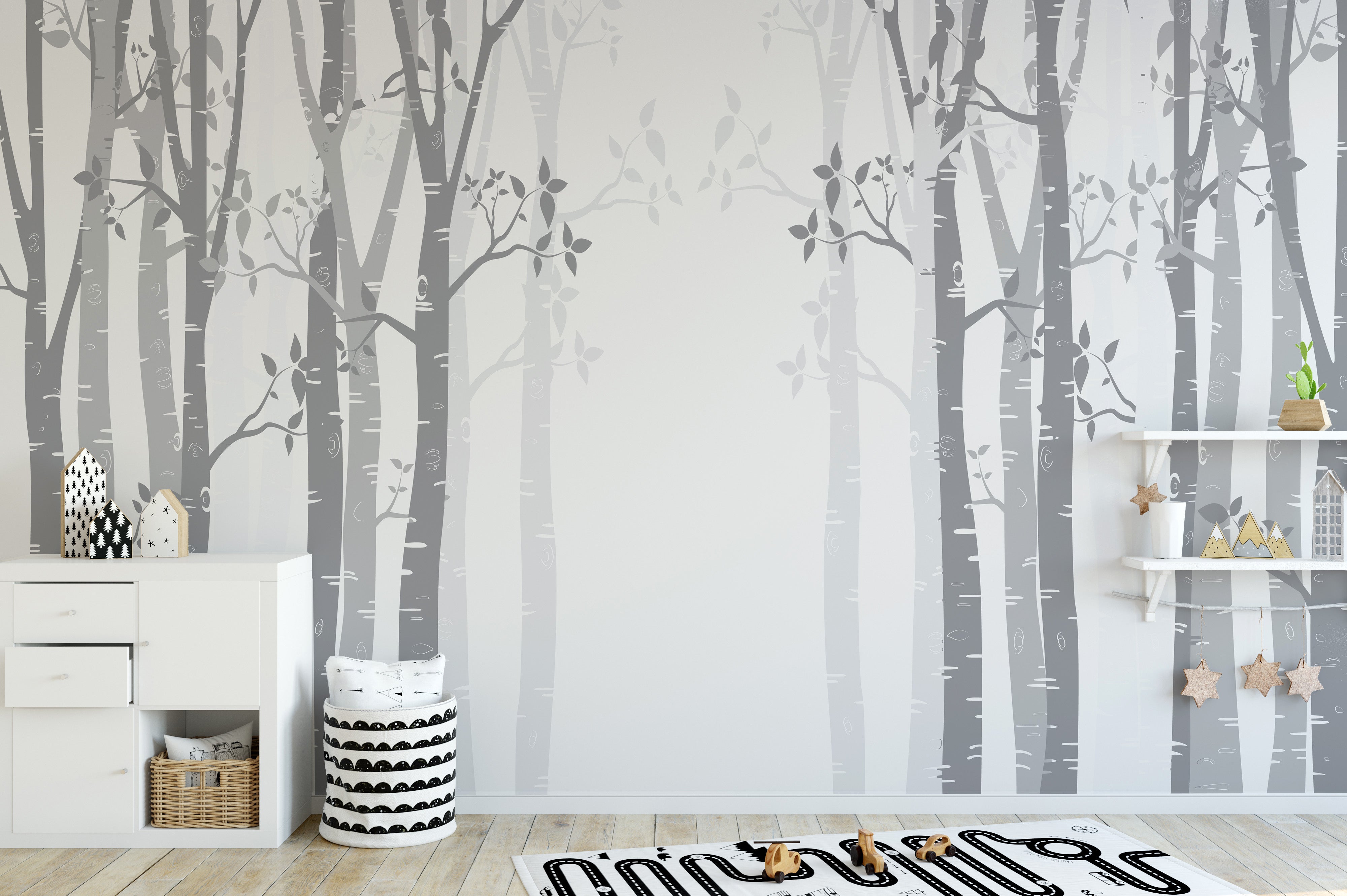 Misty bamboo forest wallpaper for kids room