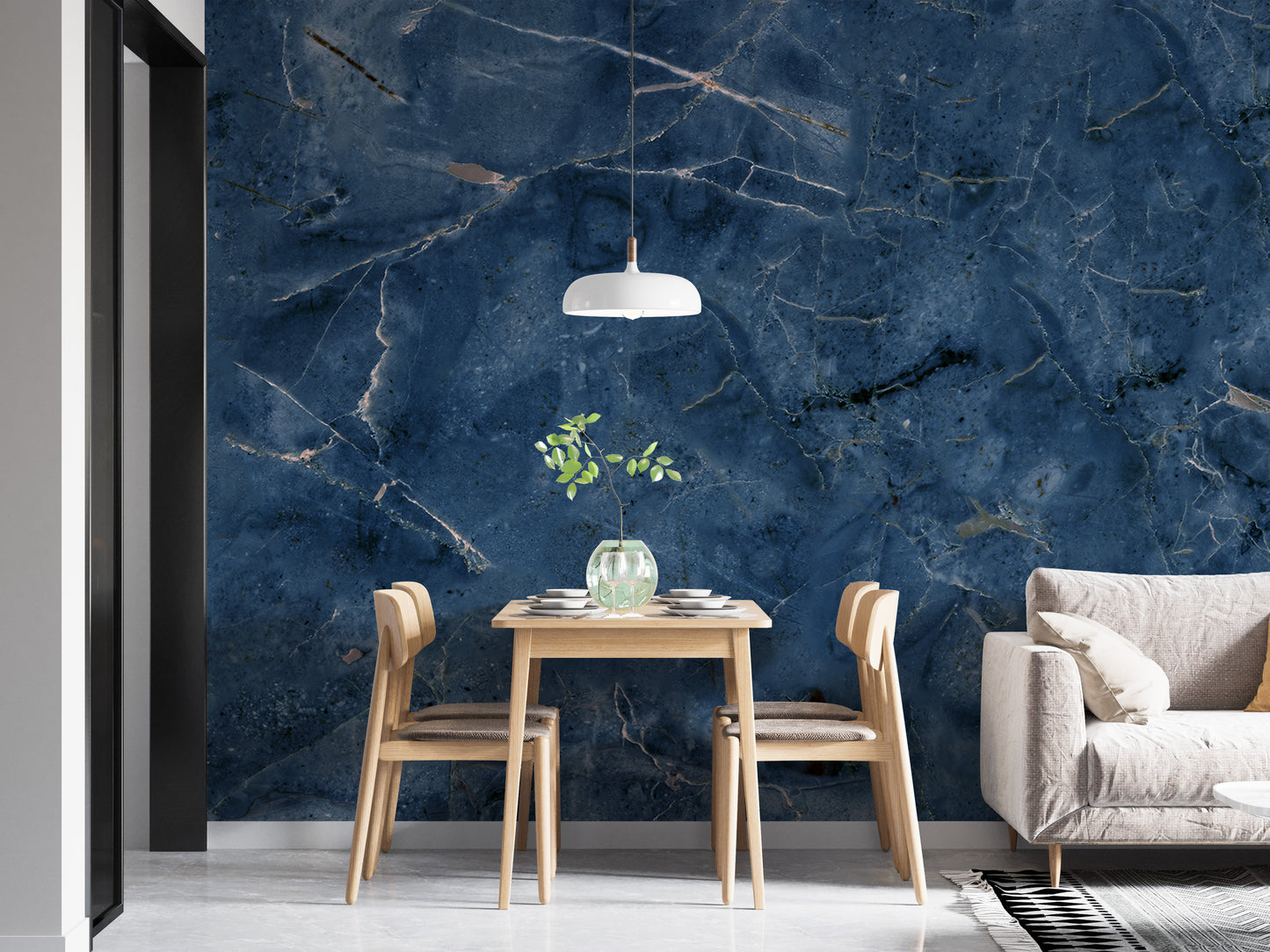 Blue Marble Textured Background Wallpaper Mural