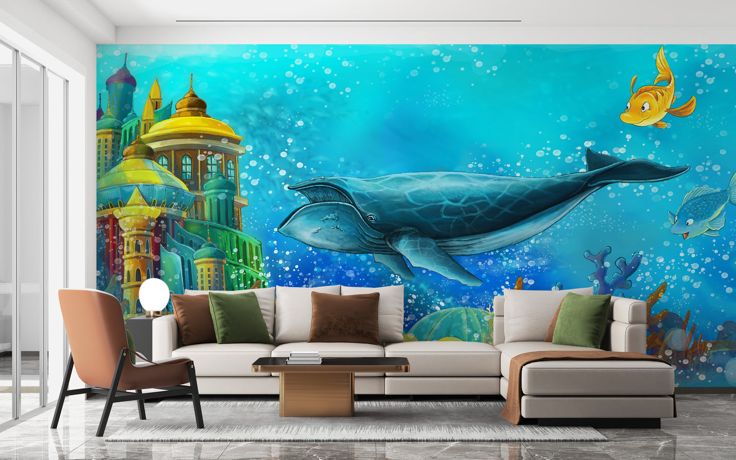 Whale reef wallpaper mural