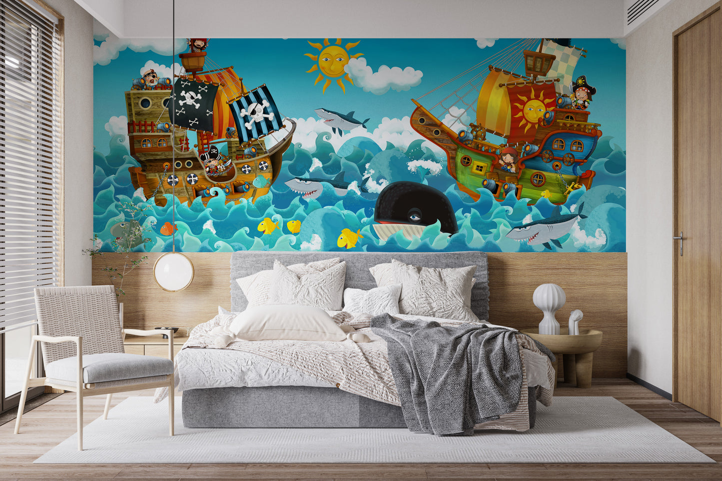 Pirates in the sea wallpaper mural