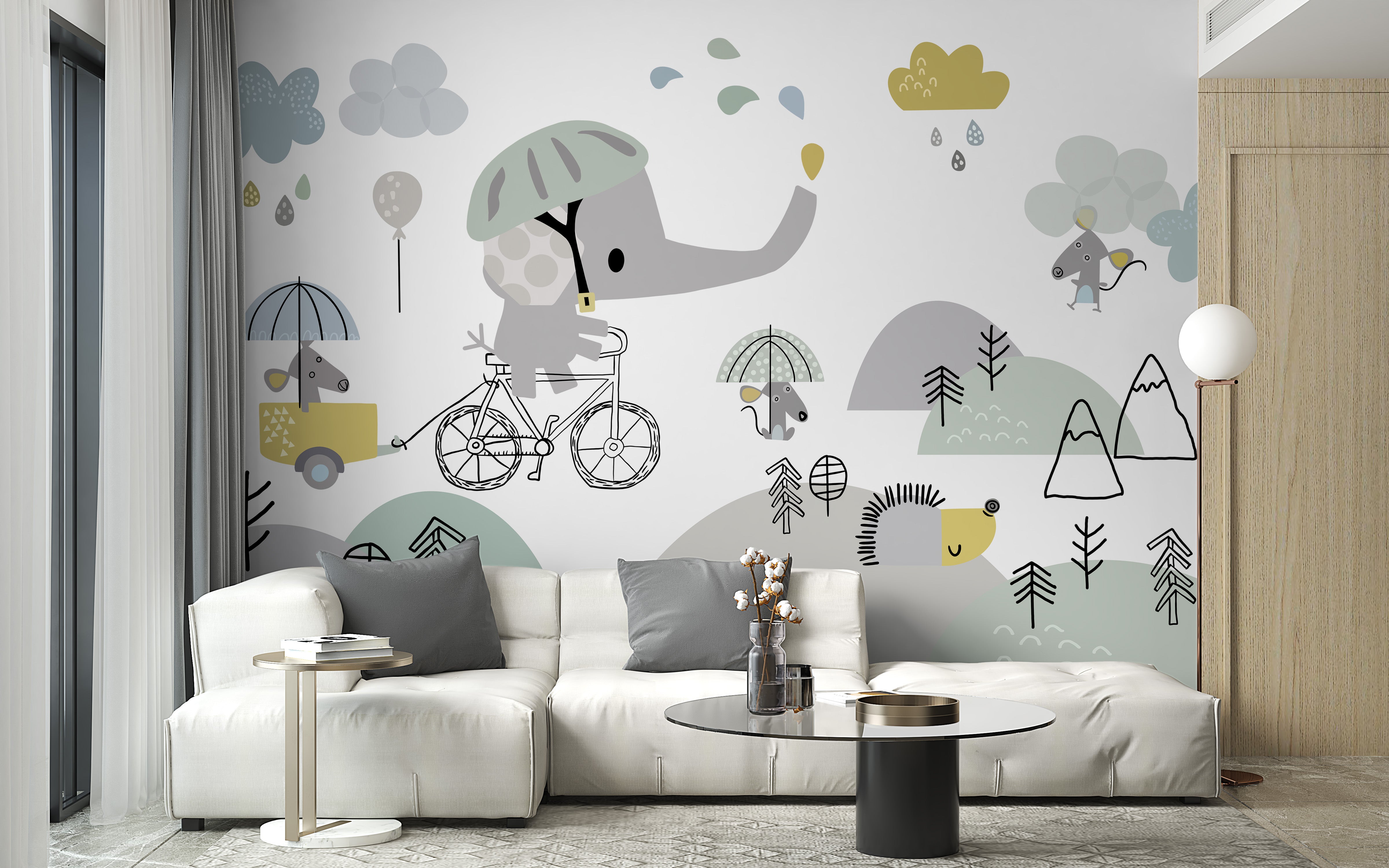 Delightful Elephant Ride Wall Covering