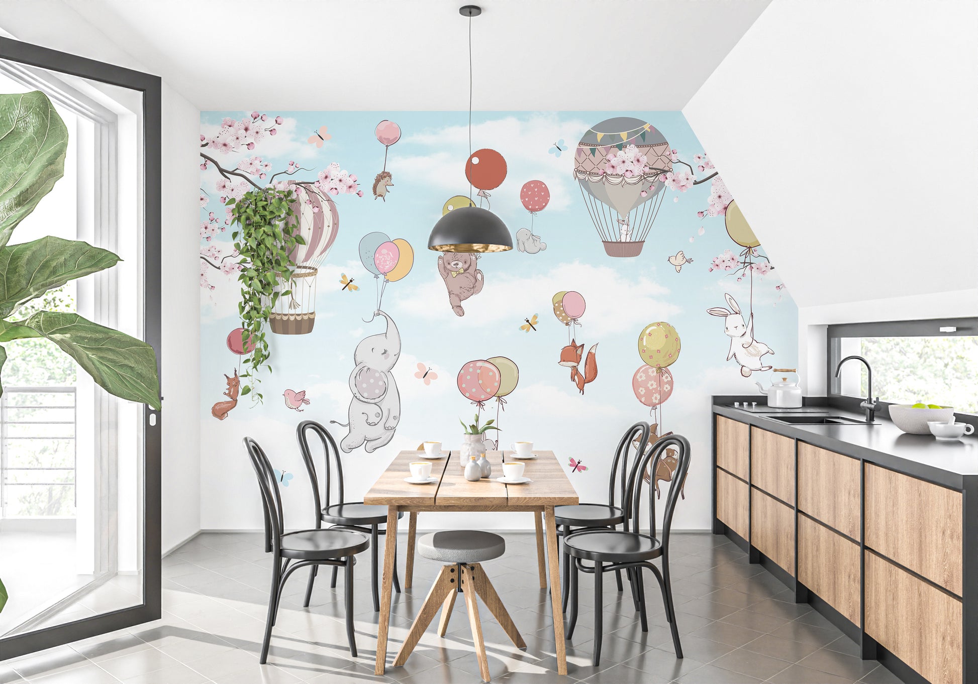 Balloon Animals and Blossoms Wall Design