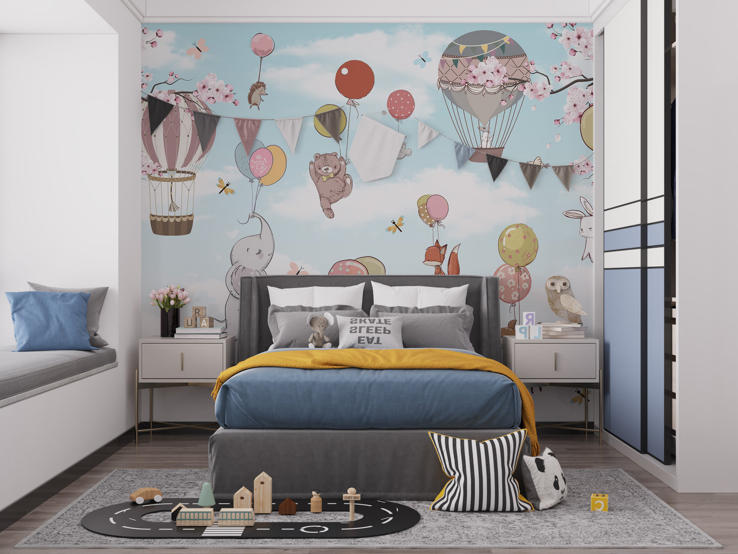 Levitating animals wallpaper mural