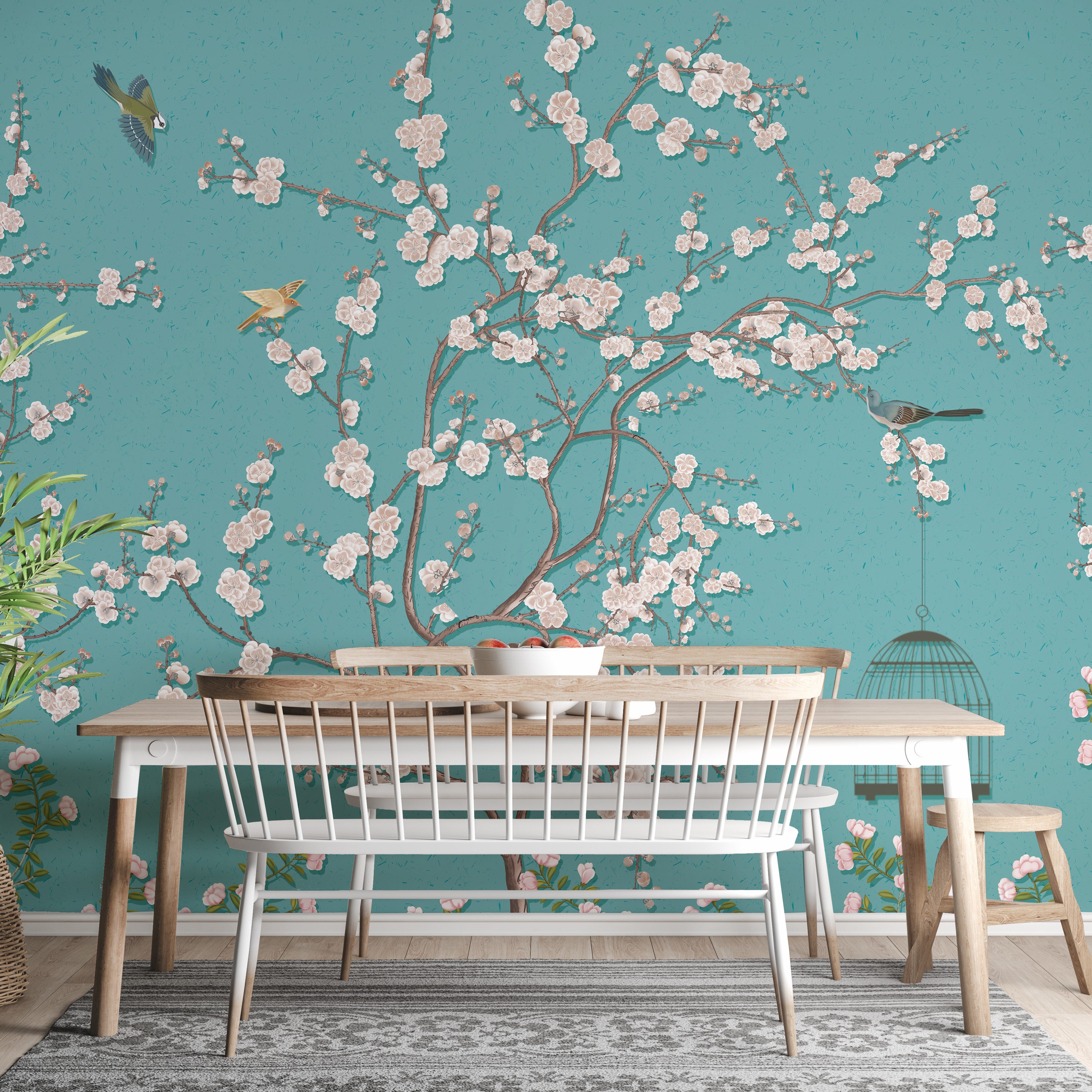 Elegant plum blossoms mural wallpaper
