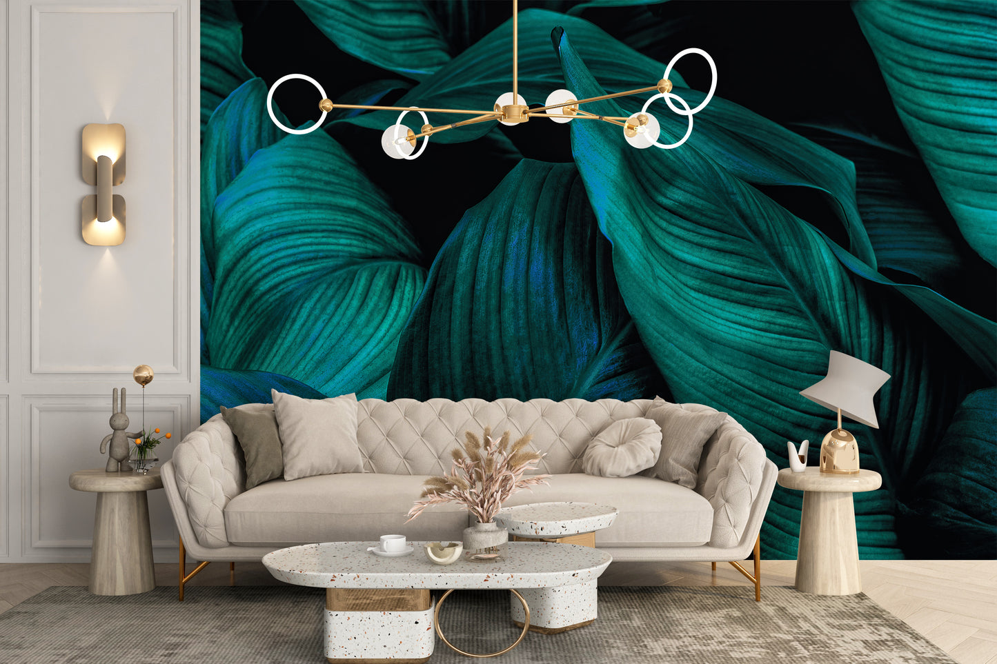 Metallic Tropical Foliage Wallpaper Murals