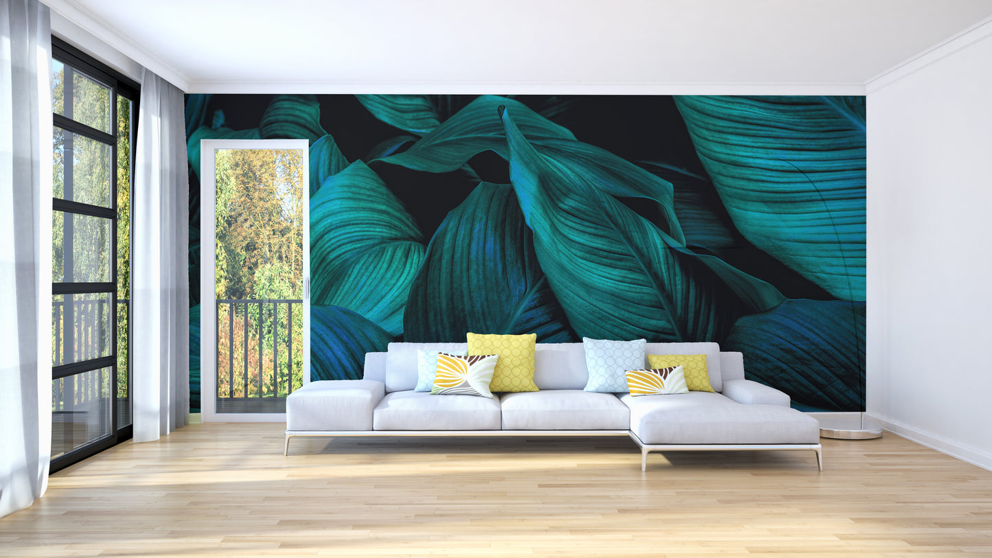 Elegant tropical living room wallpaper for interiors
