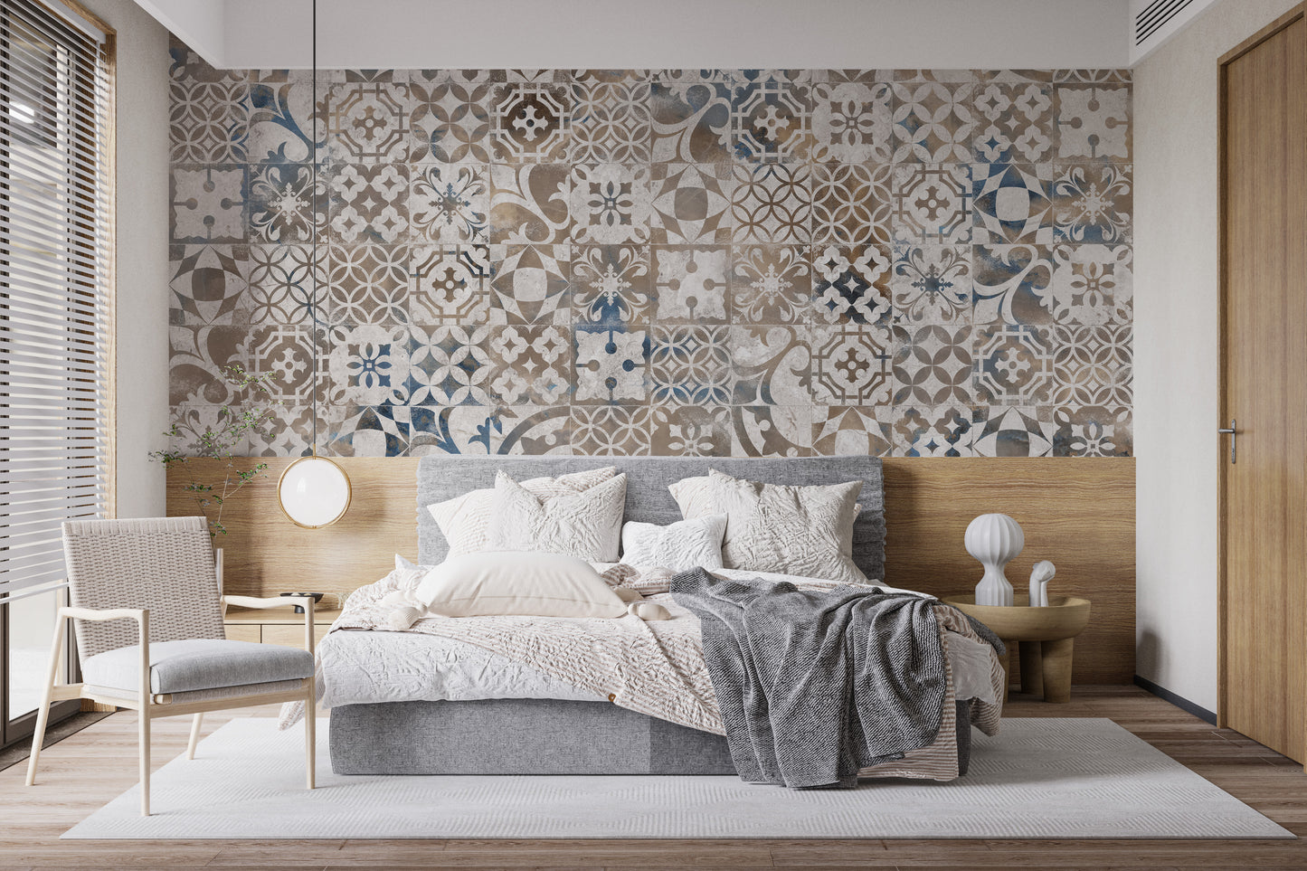 Metallic mosaic wallpaper with retro style
