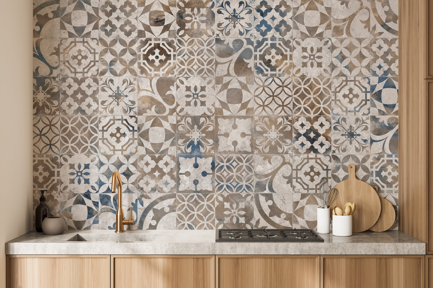 Retro Mosaic Tiles Wallpaper Murals - Giffywalls