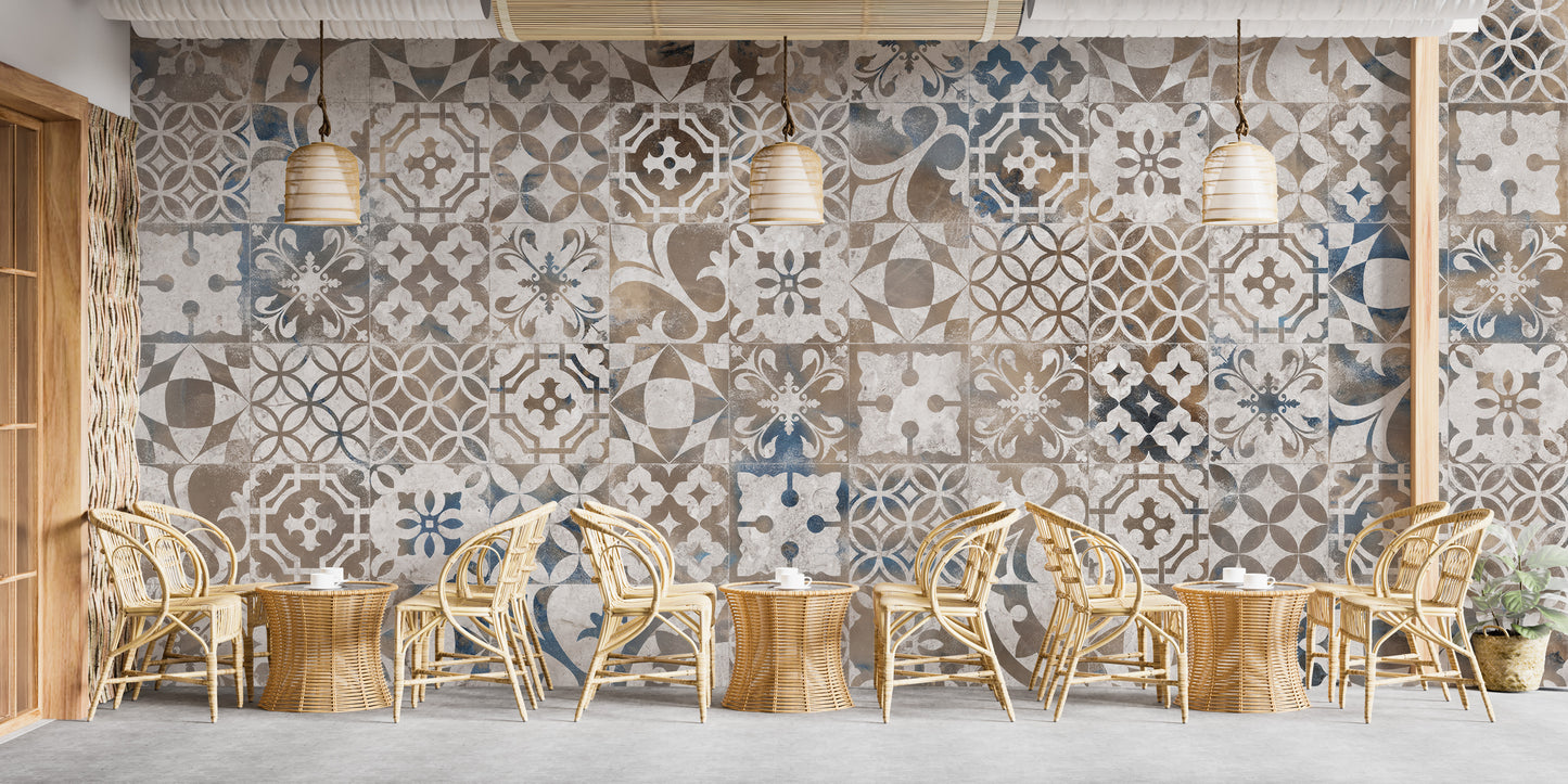 Retro Mosaic Tiles Wallpaper Murals - Giffywalls