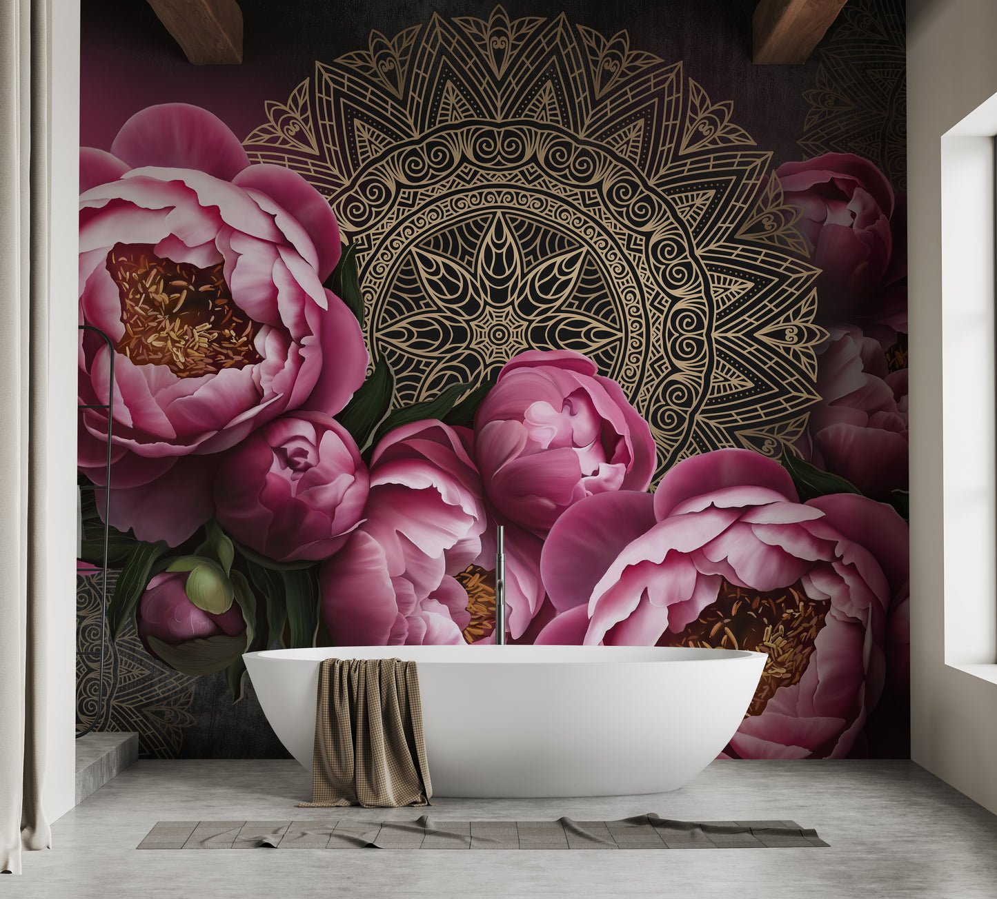 Pink Floral Mandala Design Wallpaper Murals - Giffywalls