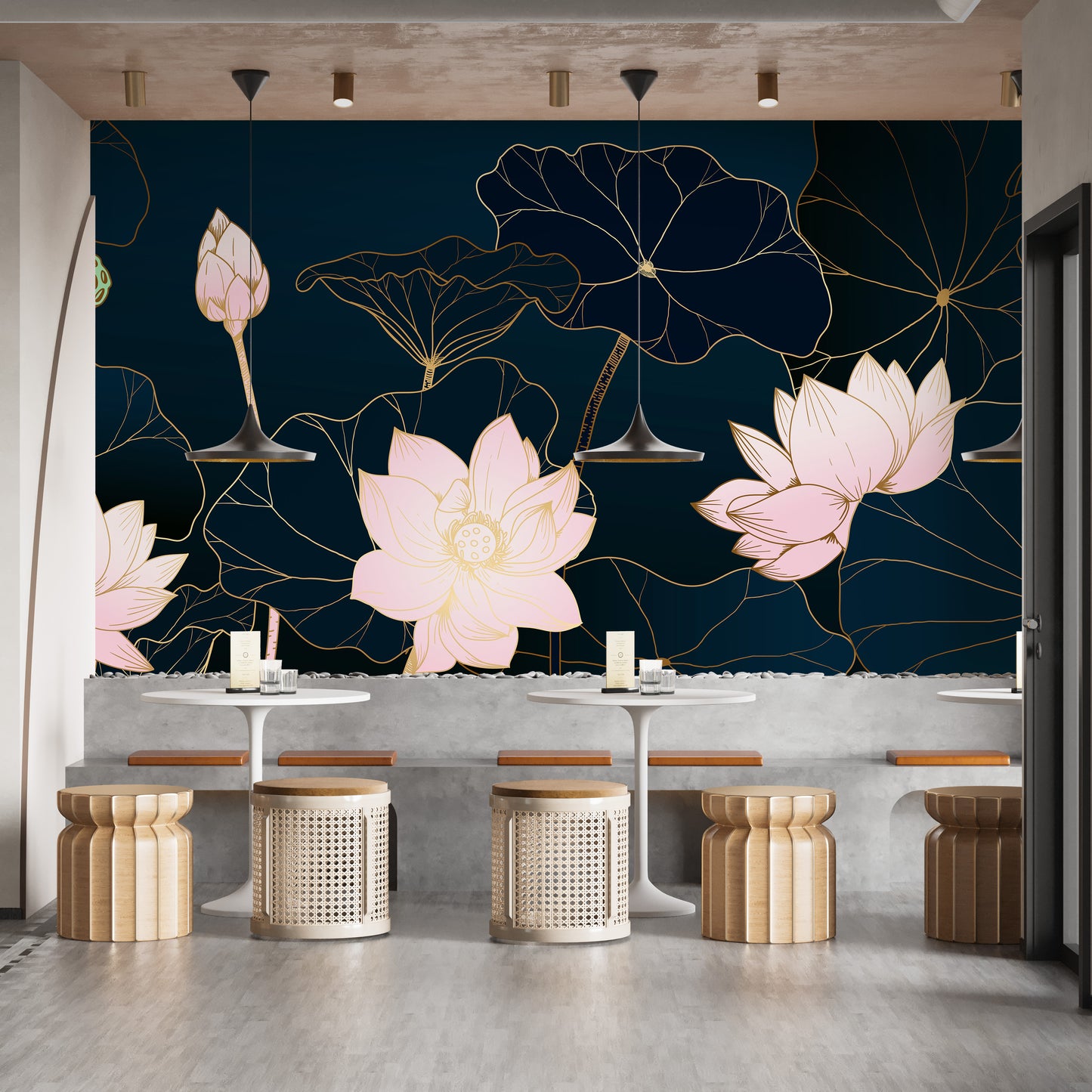 Golden Lotus Wallpaper Mural