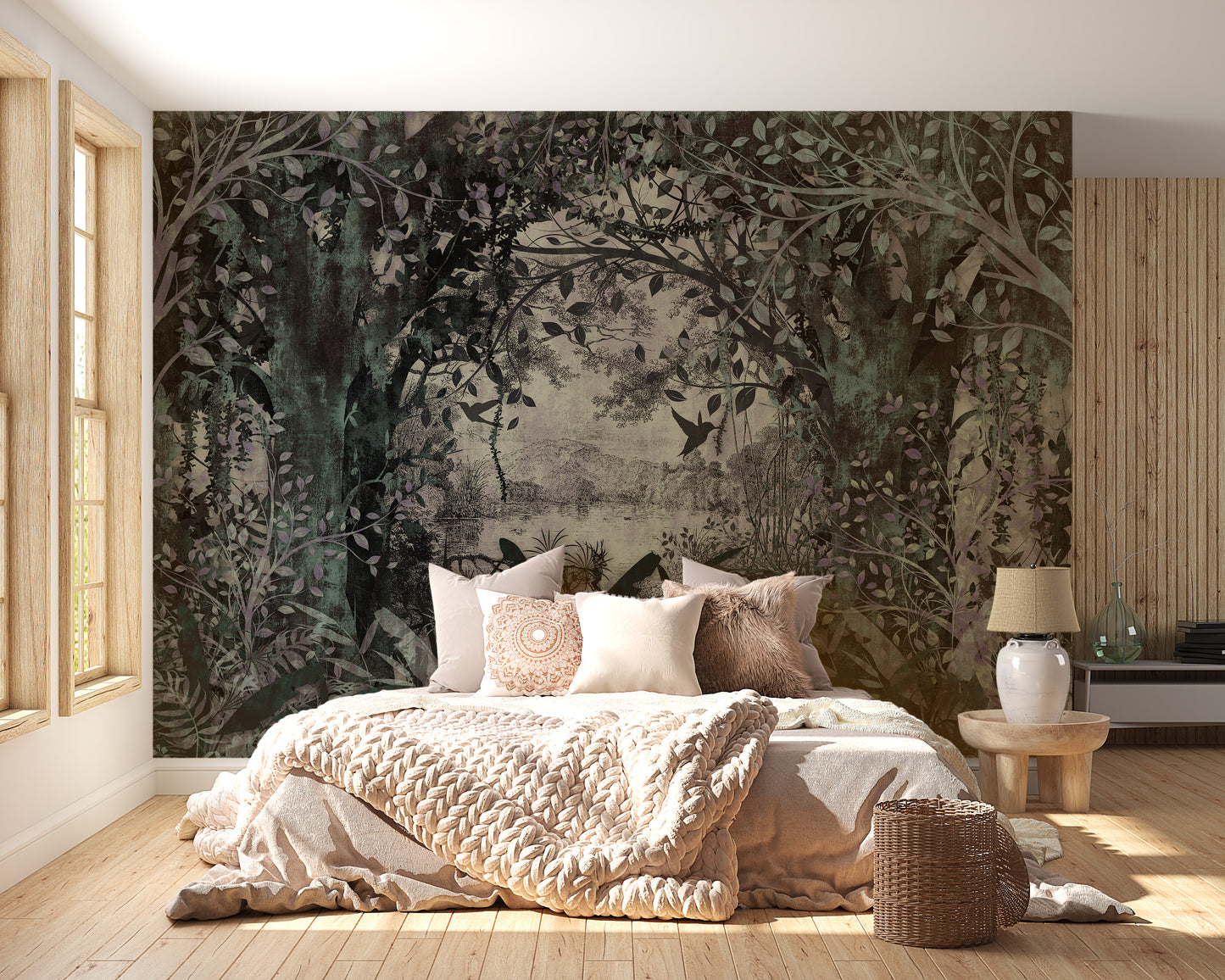 Dense forest with a dusky green Wallpaper Murals - Giffywalls