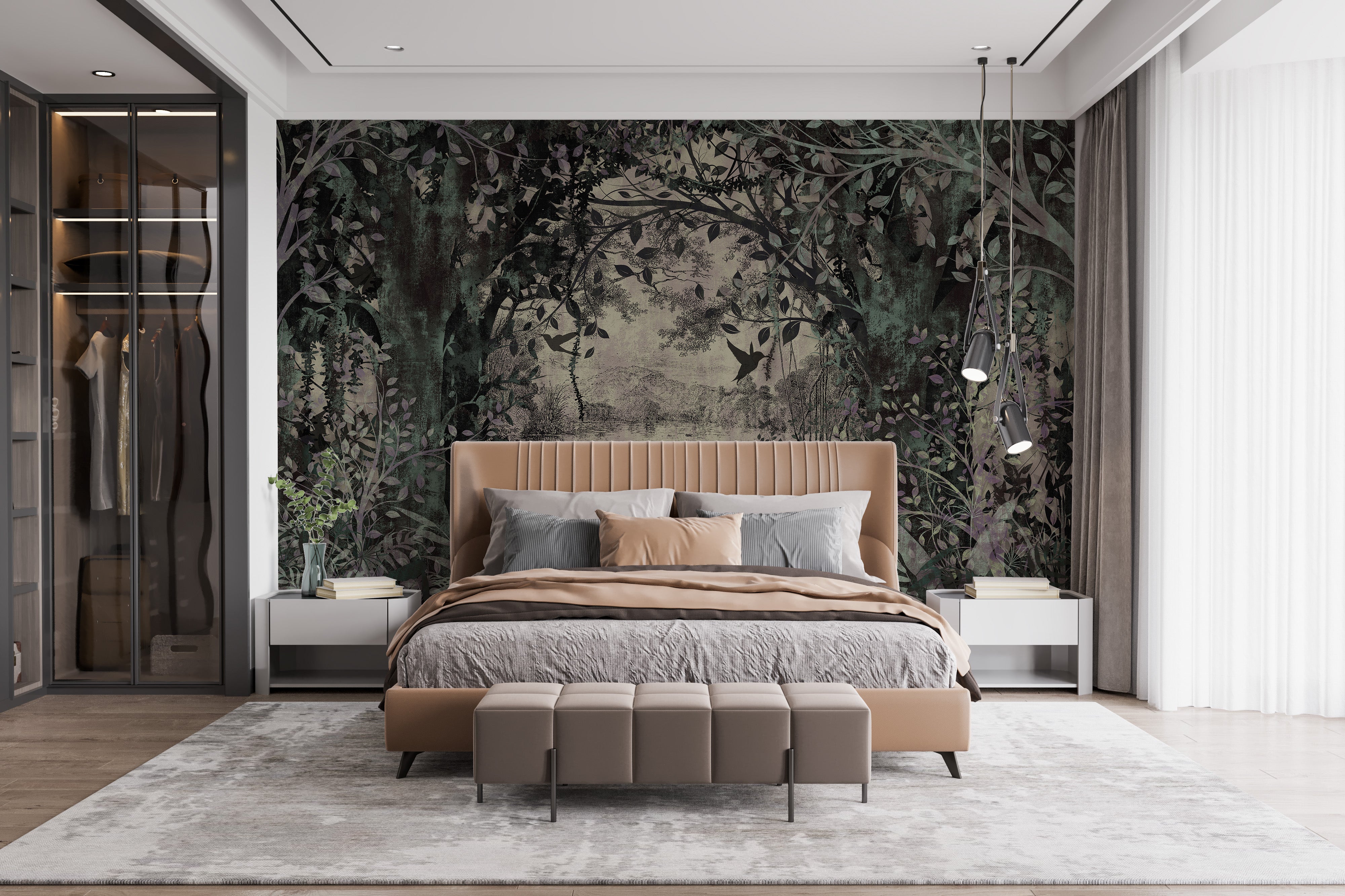 Dense forest with a dusky green Wallpaper Murals - Giffywalls