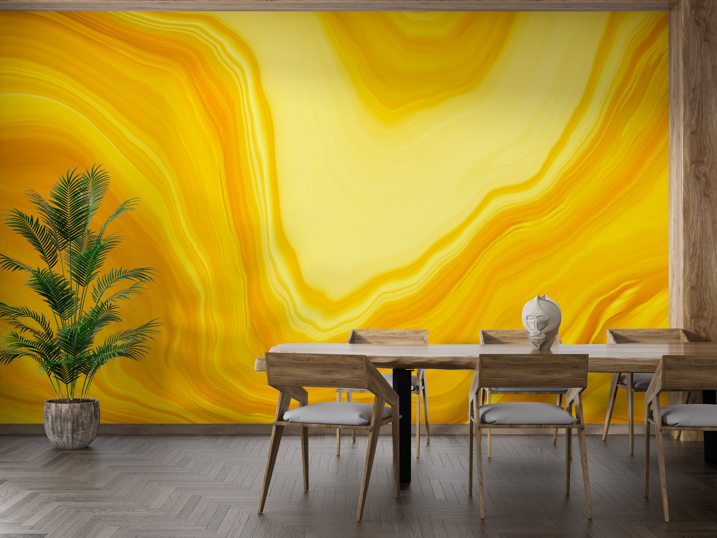 Metallic yellow Color flow wallpaper mural - Giffywalls