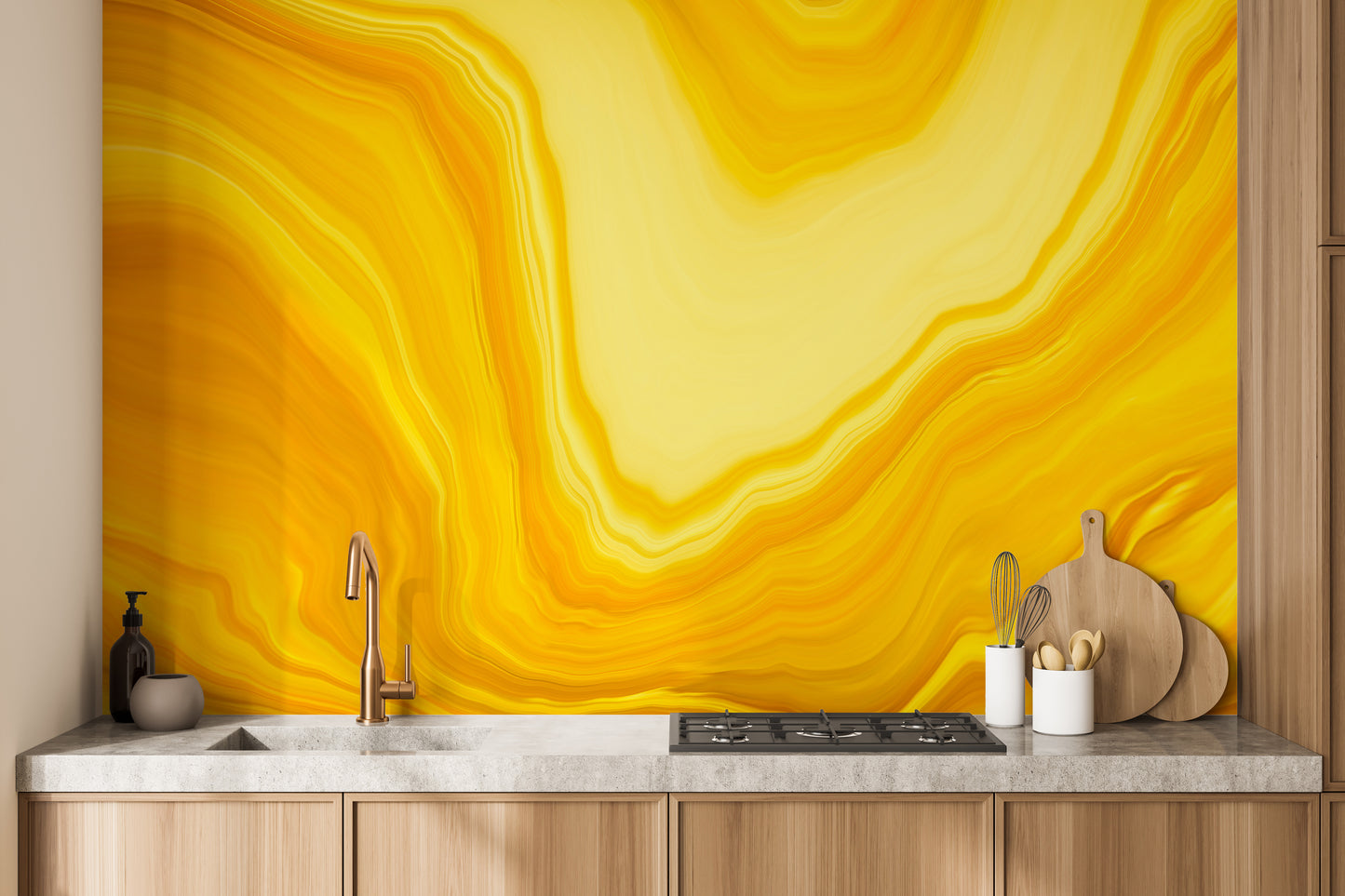 Metallic yellow Color flow wallpaper mural - Giffywalls