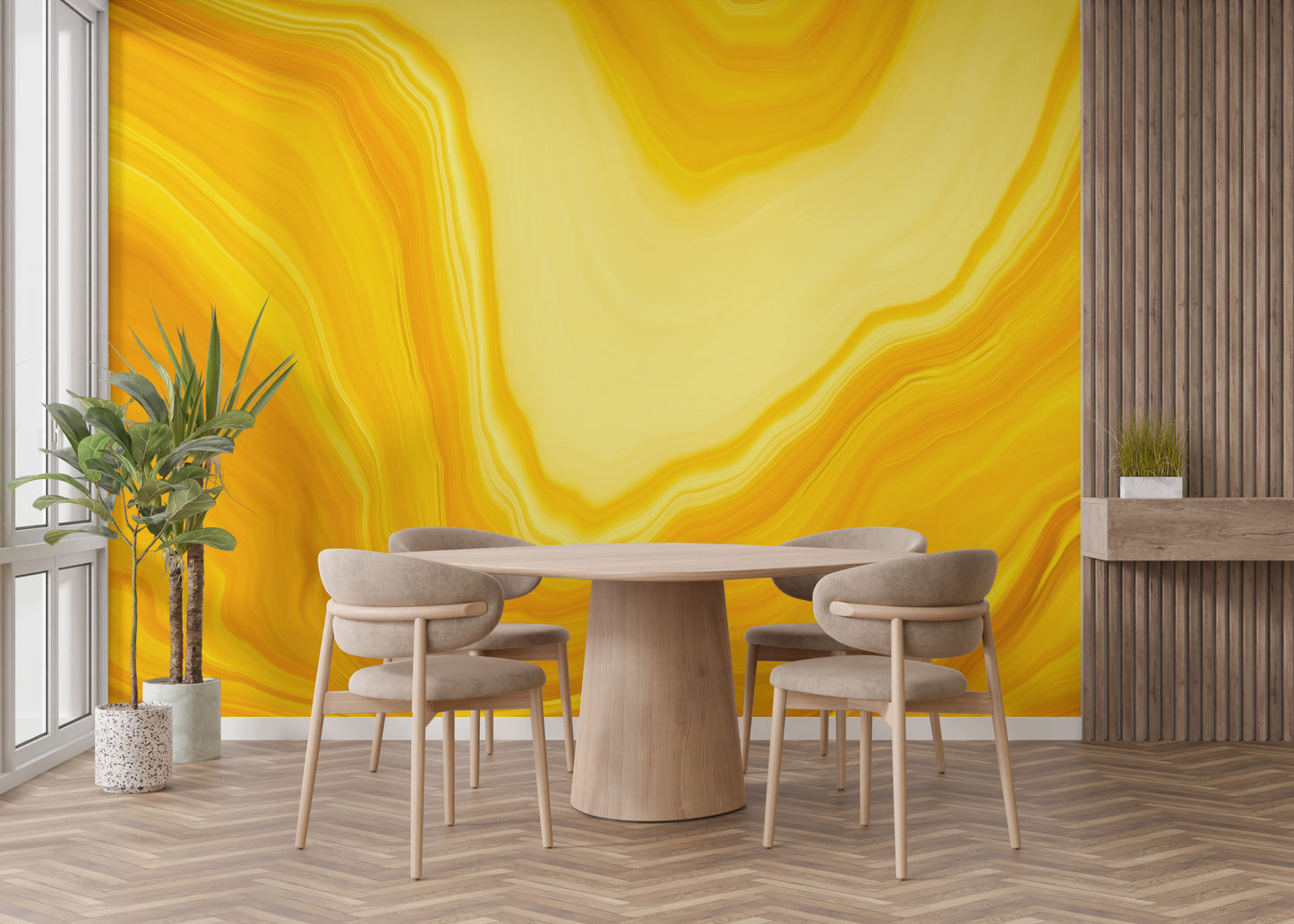 Metallic yellow Color flow wallpaper mural - Giffywalls