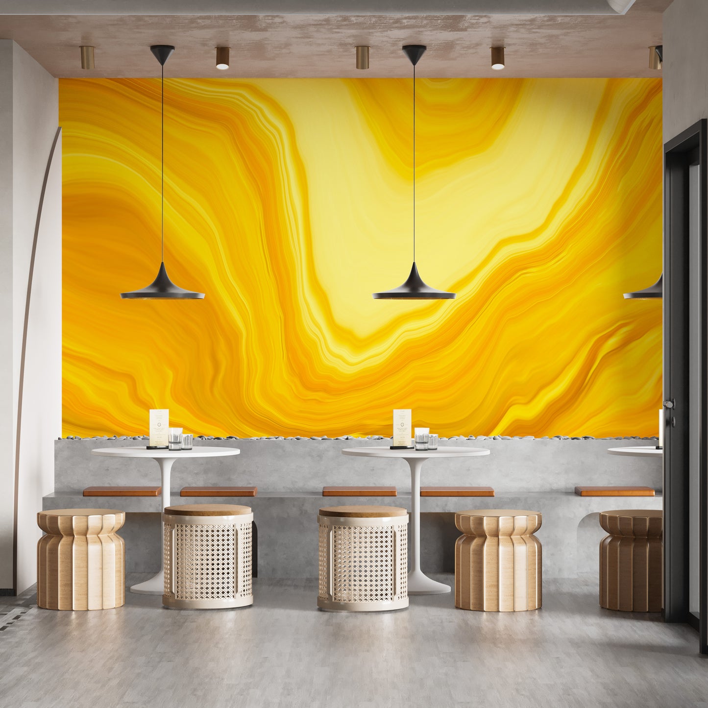 Metallic yellow Color flow wallpaper mural - Giffywalls