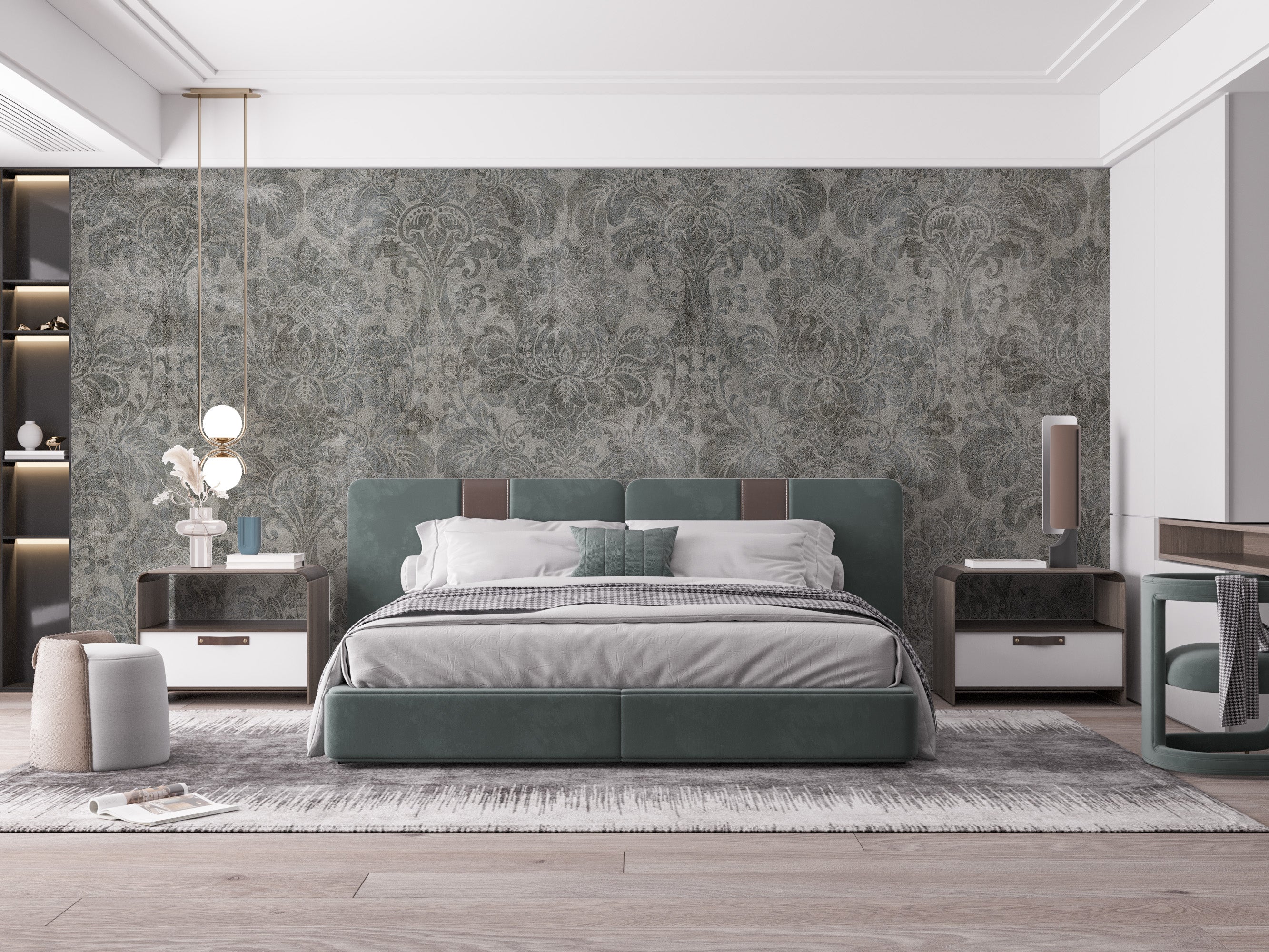 Elegant Baroque damask wallpaper for walls
