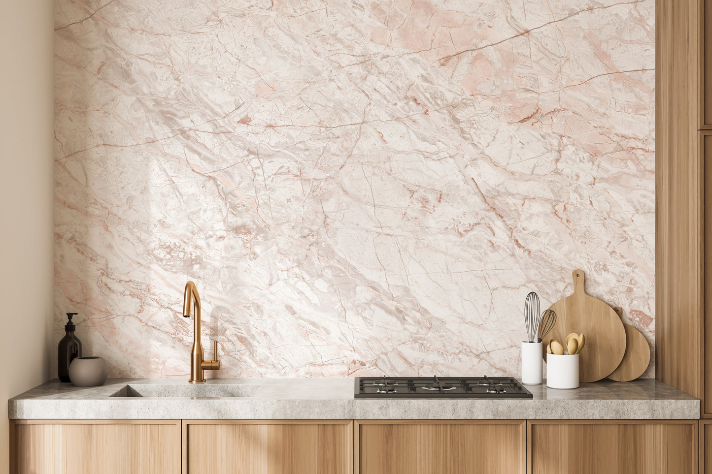 Pink Gold Marble Metallic Wallpaper Mural