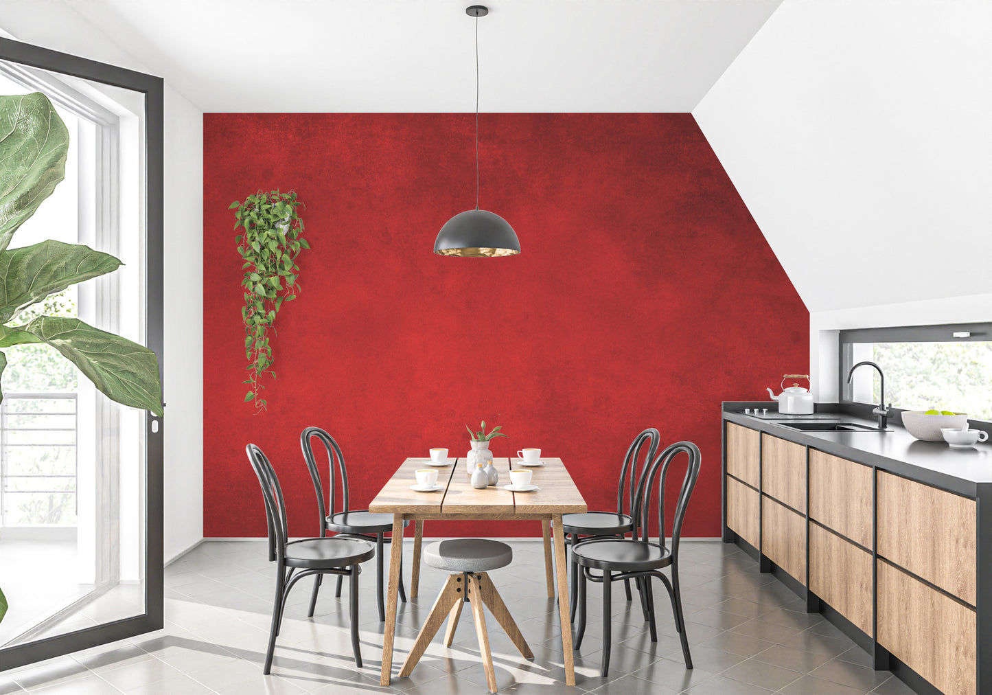 Bright Red Concrete Pattern Wallpaper Murals - Giffywalls