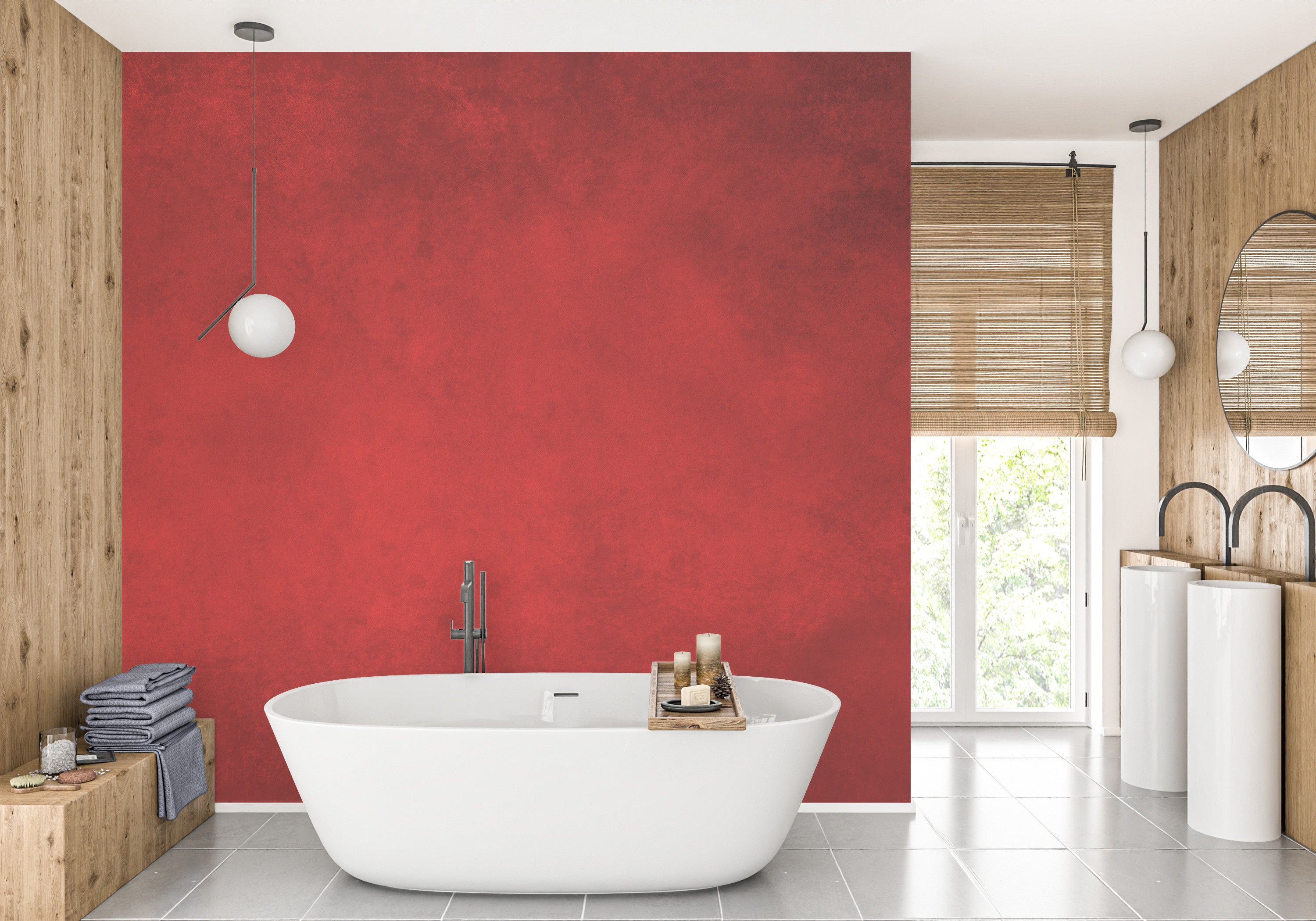 Bold red concrete mural wallpaper for modern decor
