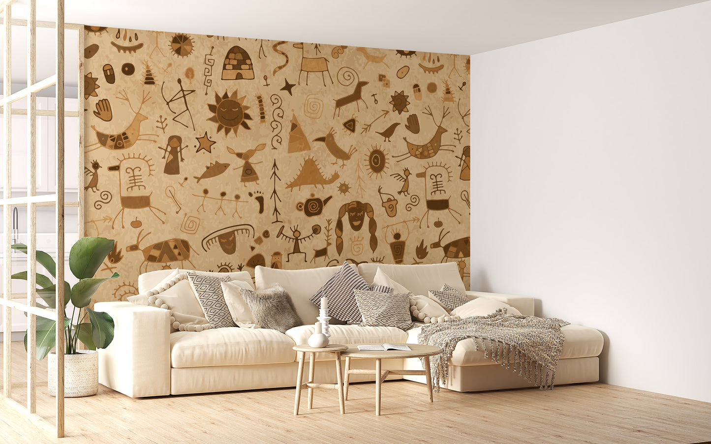 Old Warli Art Rock Painting Wallpaper Murals