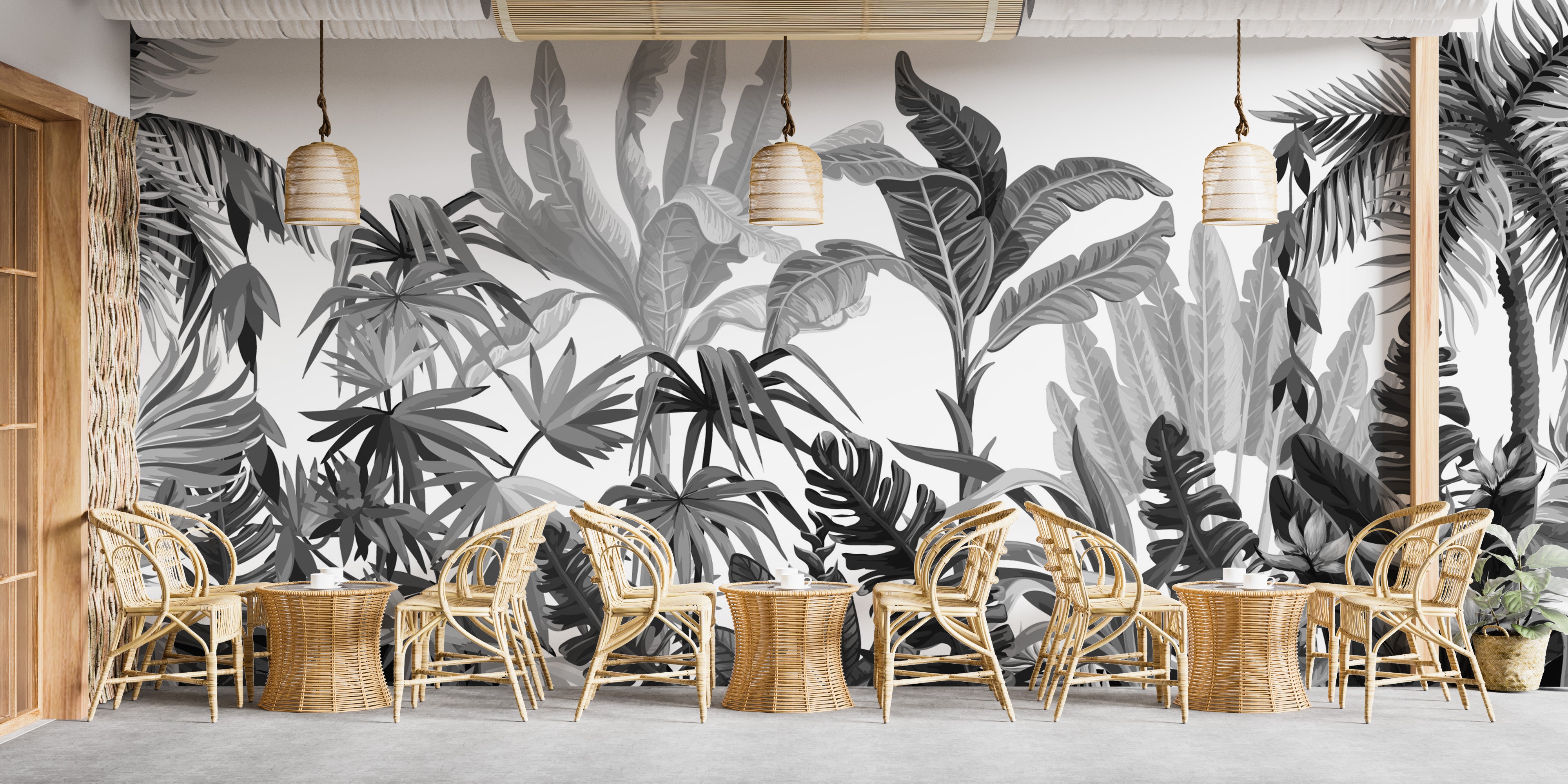 Elegant tropical wallpaper with banana leaf design