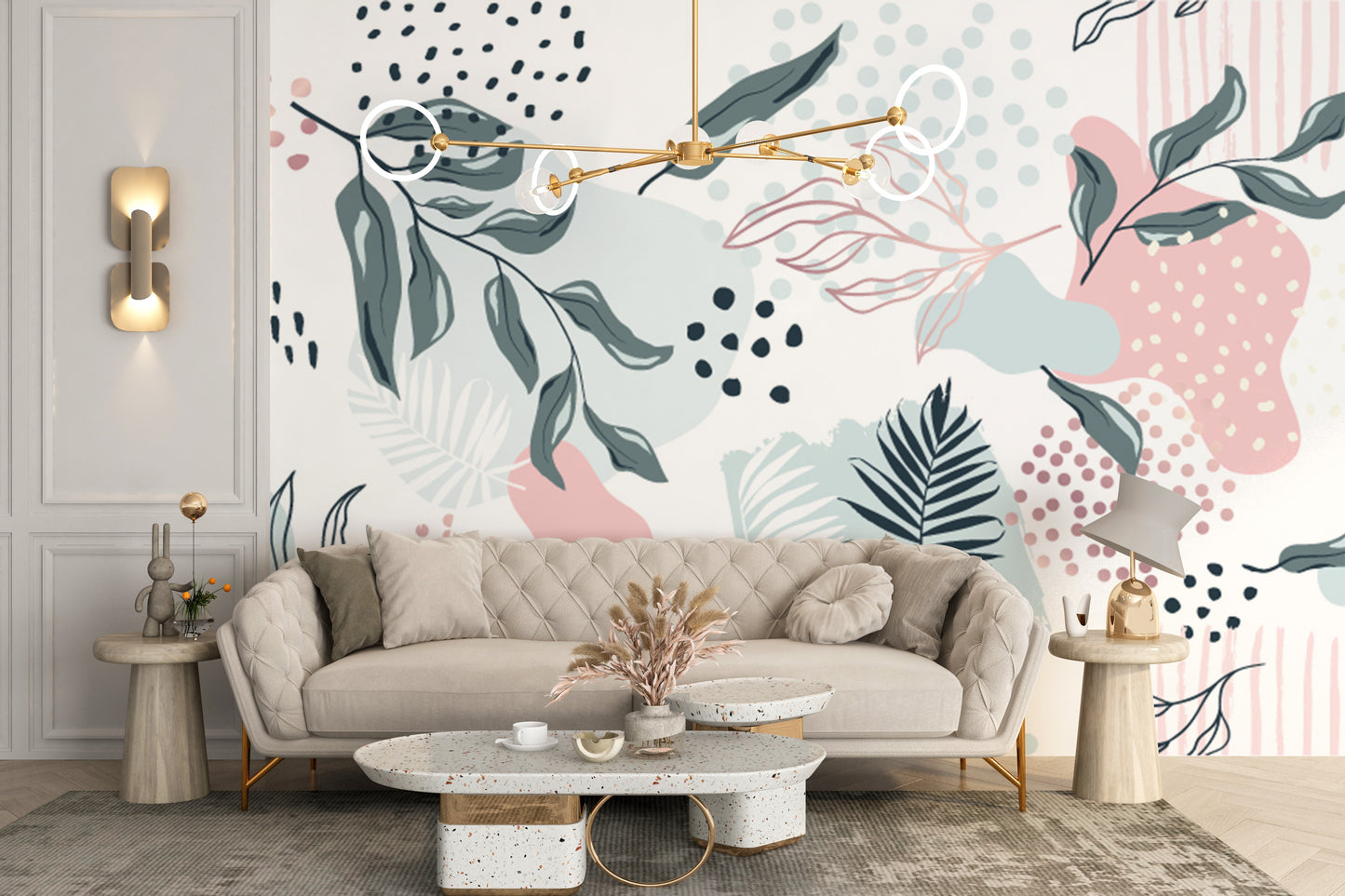 Colorful & Trendy Design Leaves Wallpaper Mural