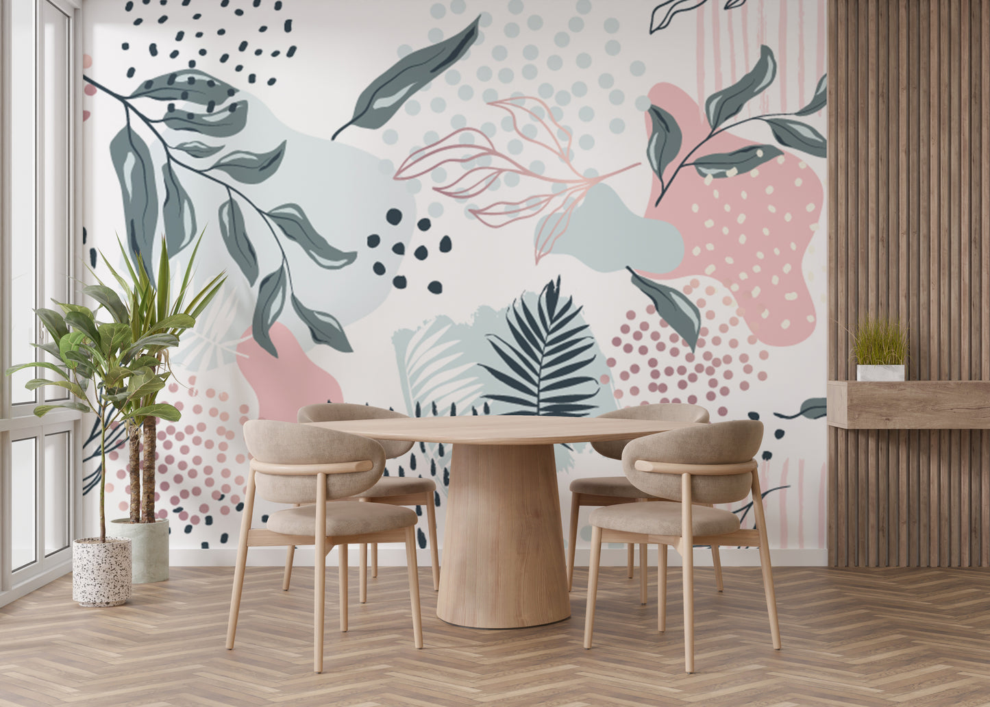 Vibrant leaves wallpaper mural for modern decor
