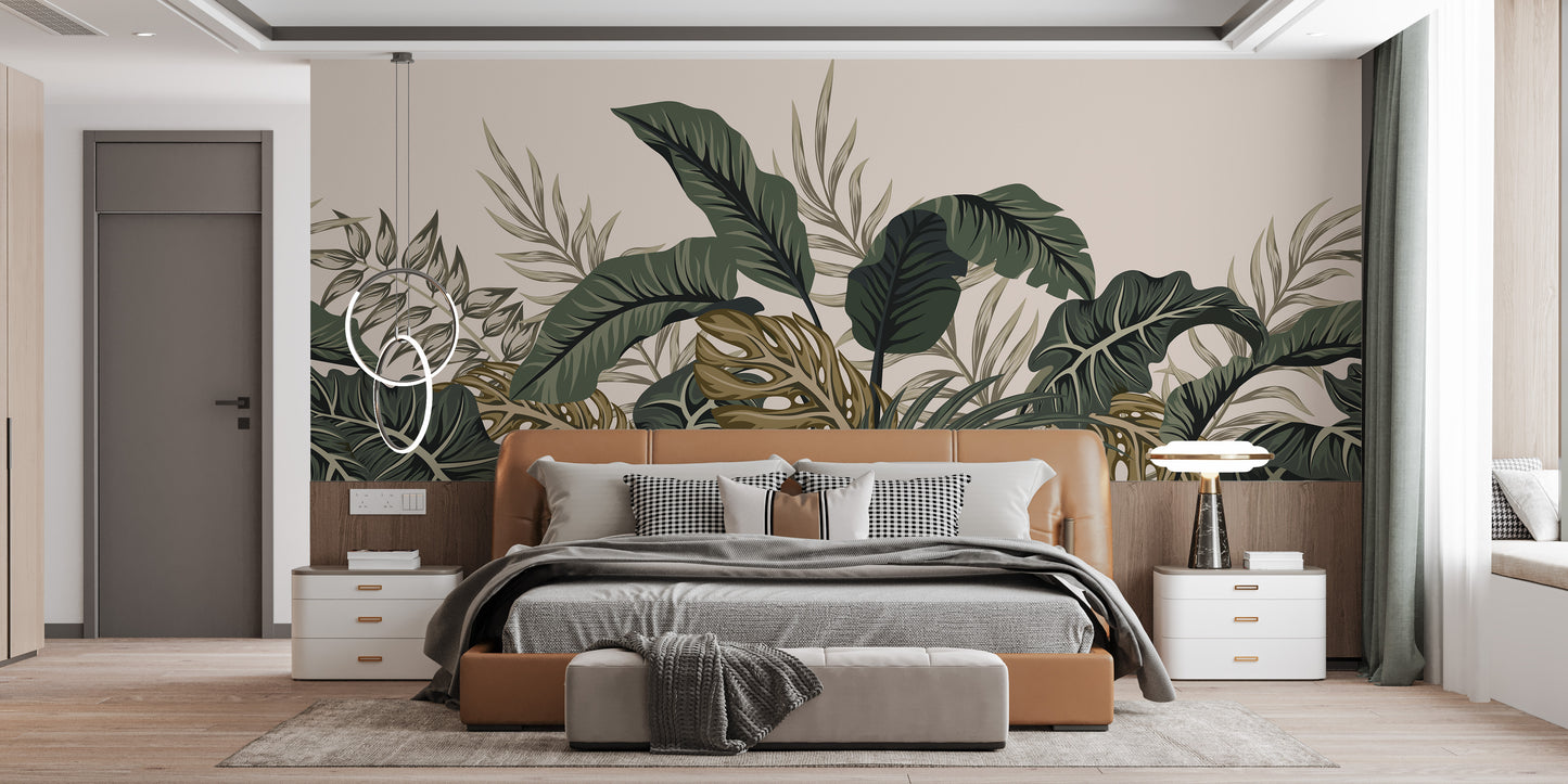 Tropical Leaves & Fern Design Wallpaper Mural