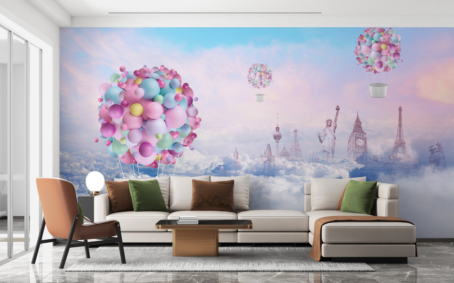 Colorful Fire Balloons Textured Wallpaper Mural