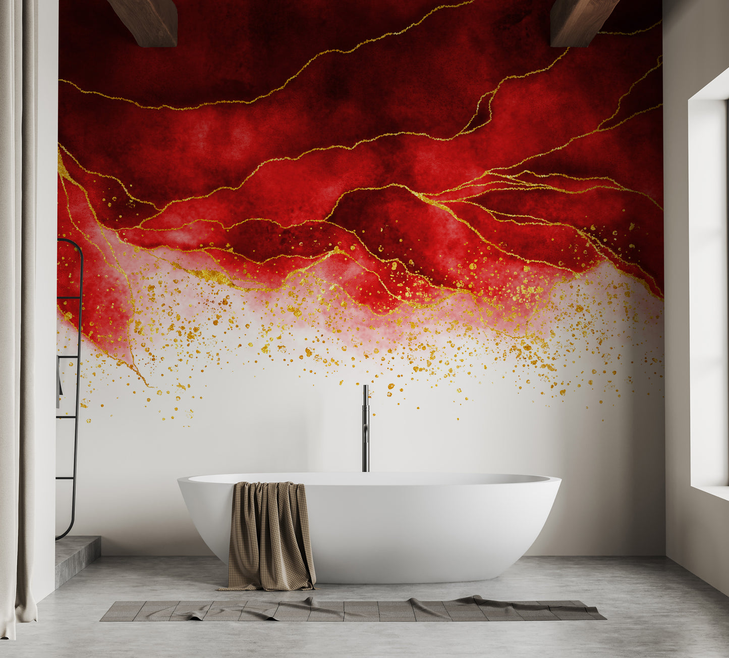 Hanging red brushed wallpaper design
