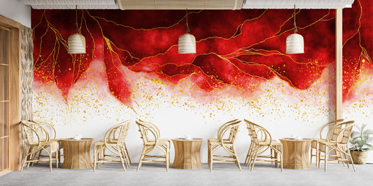 Watercolor red brushed wallpaper murals
