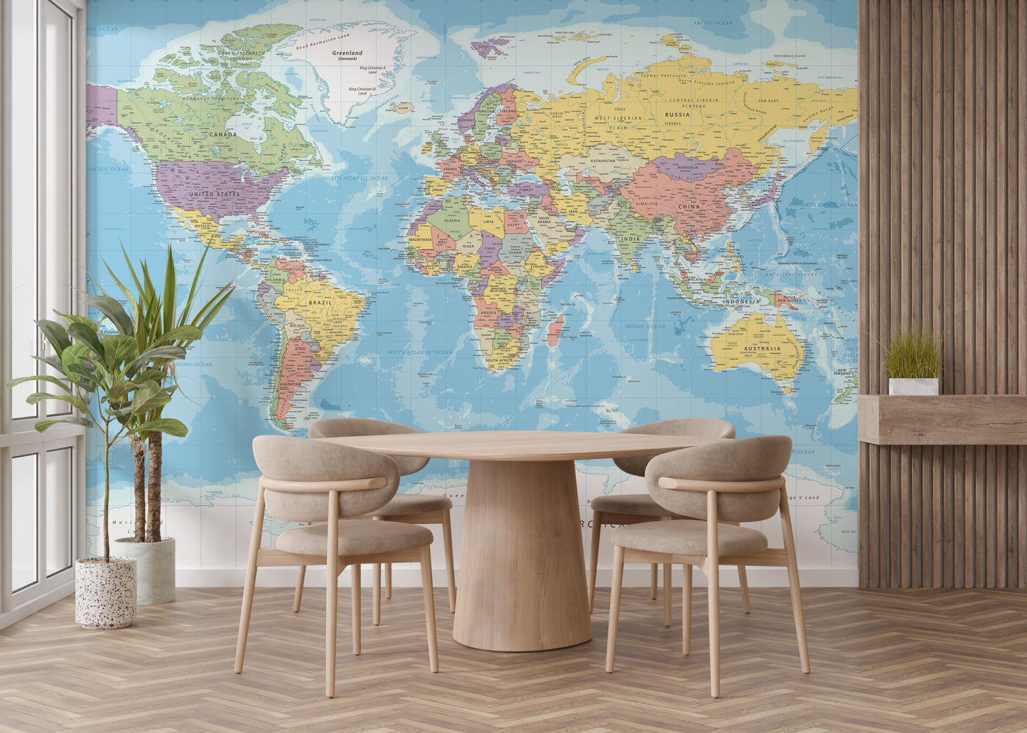 Blue World Map Wallpaper Mural - Giffywalls