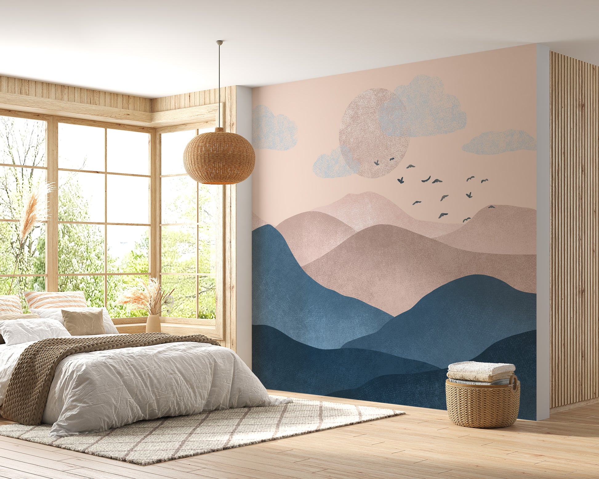 Landscape Blue Pink Mountain Wallpaper for Walls