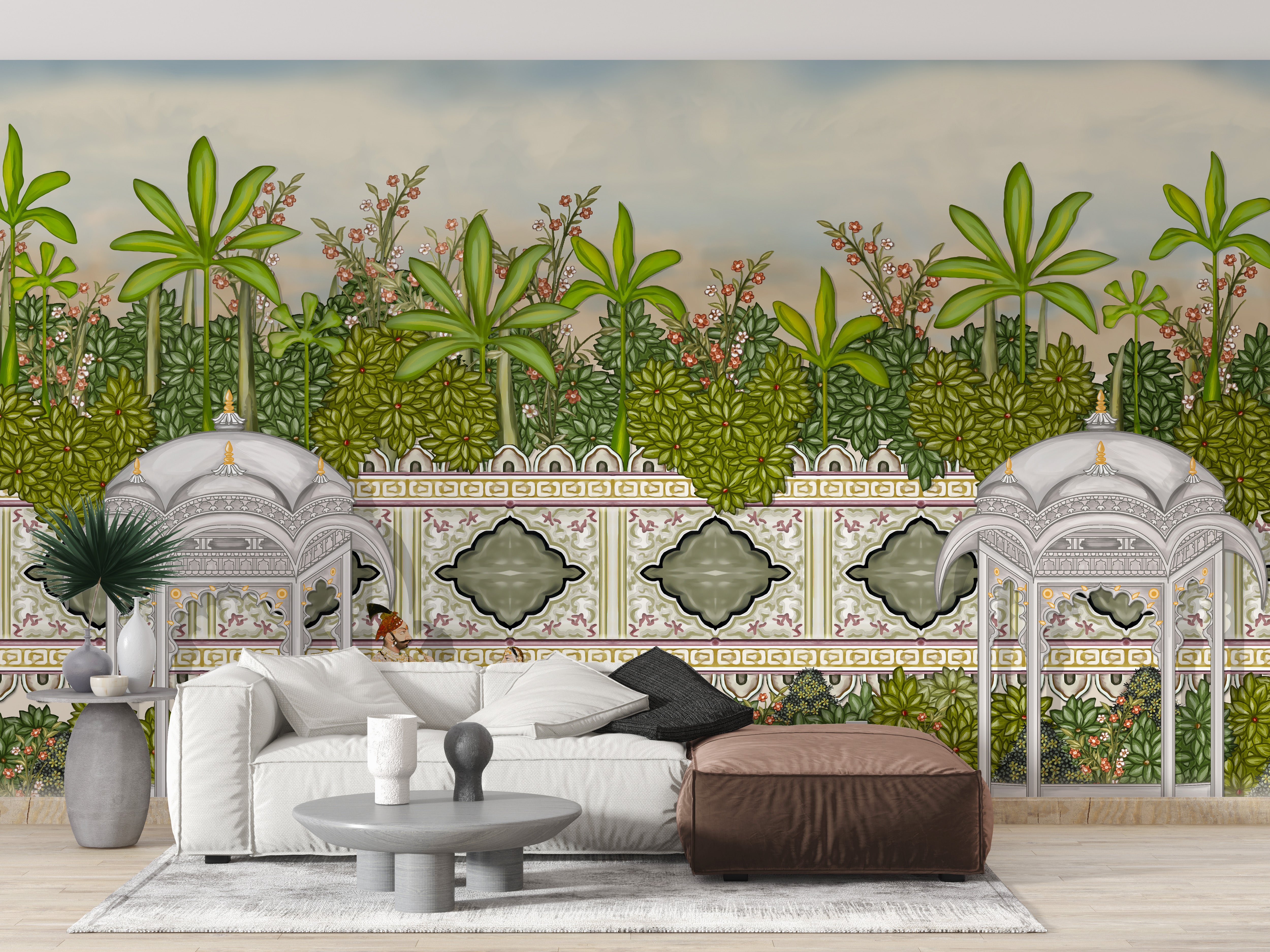 Mughal Garden Oil paint Wallpaper for Walls