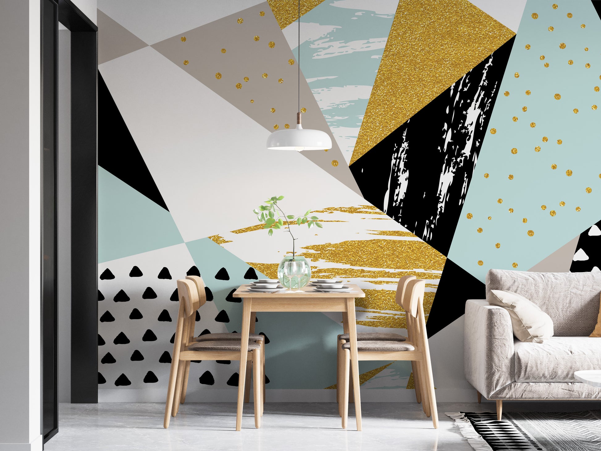 Triangle Shape Geometric wallpaper for renters