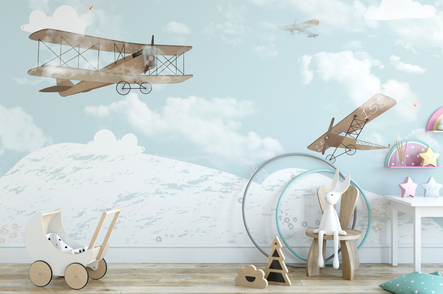 Flying Airplanes in the Sky Wallpaper