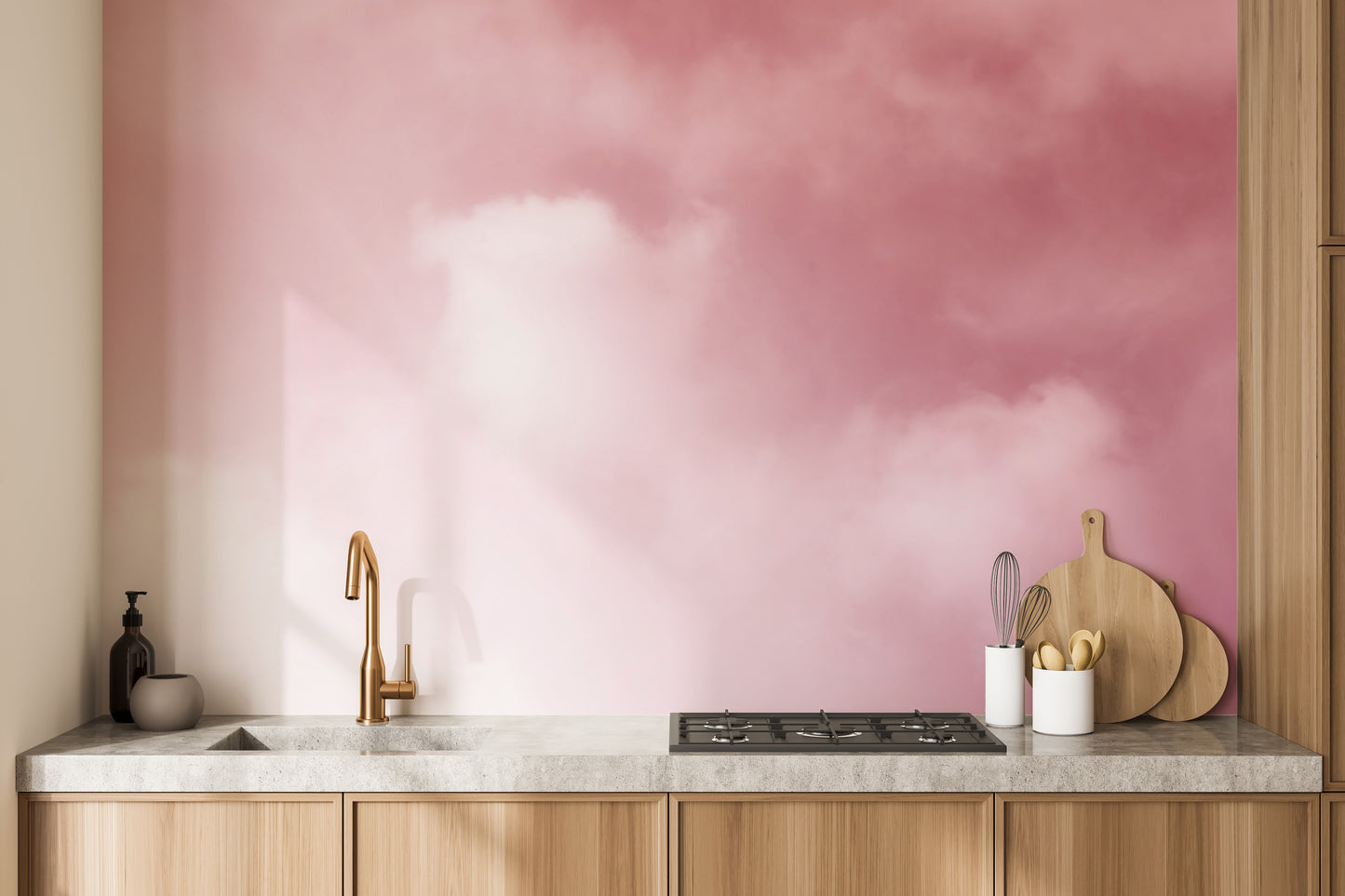 Pink Sky And Clouds peel and stick wallpaper