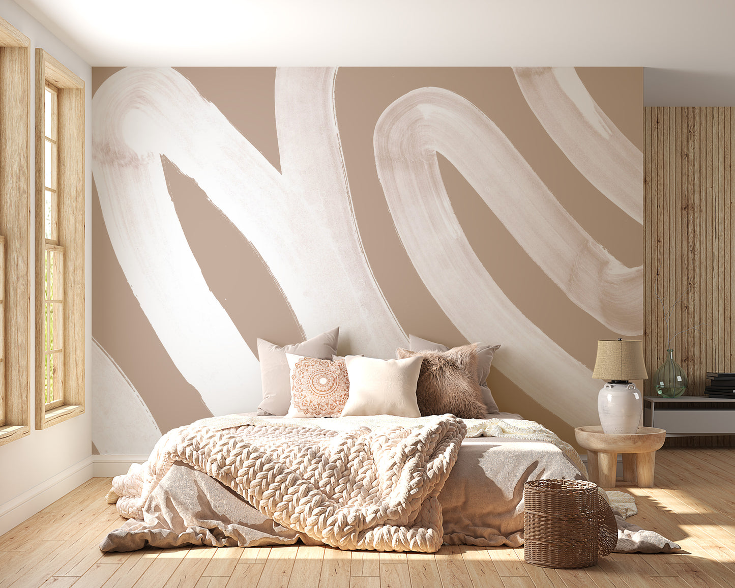 White Brush Stroke Wallpaper Mural