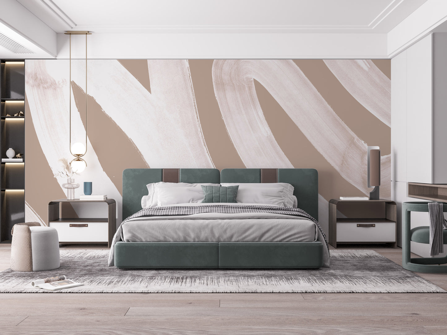 White Brush Stroke Wallpaper Mural