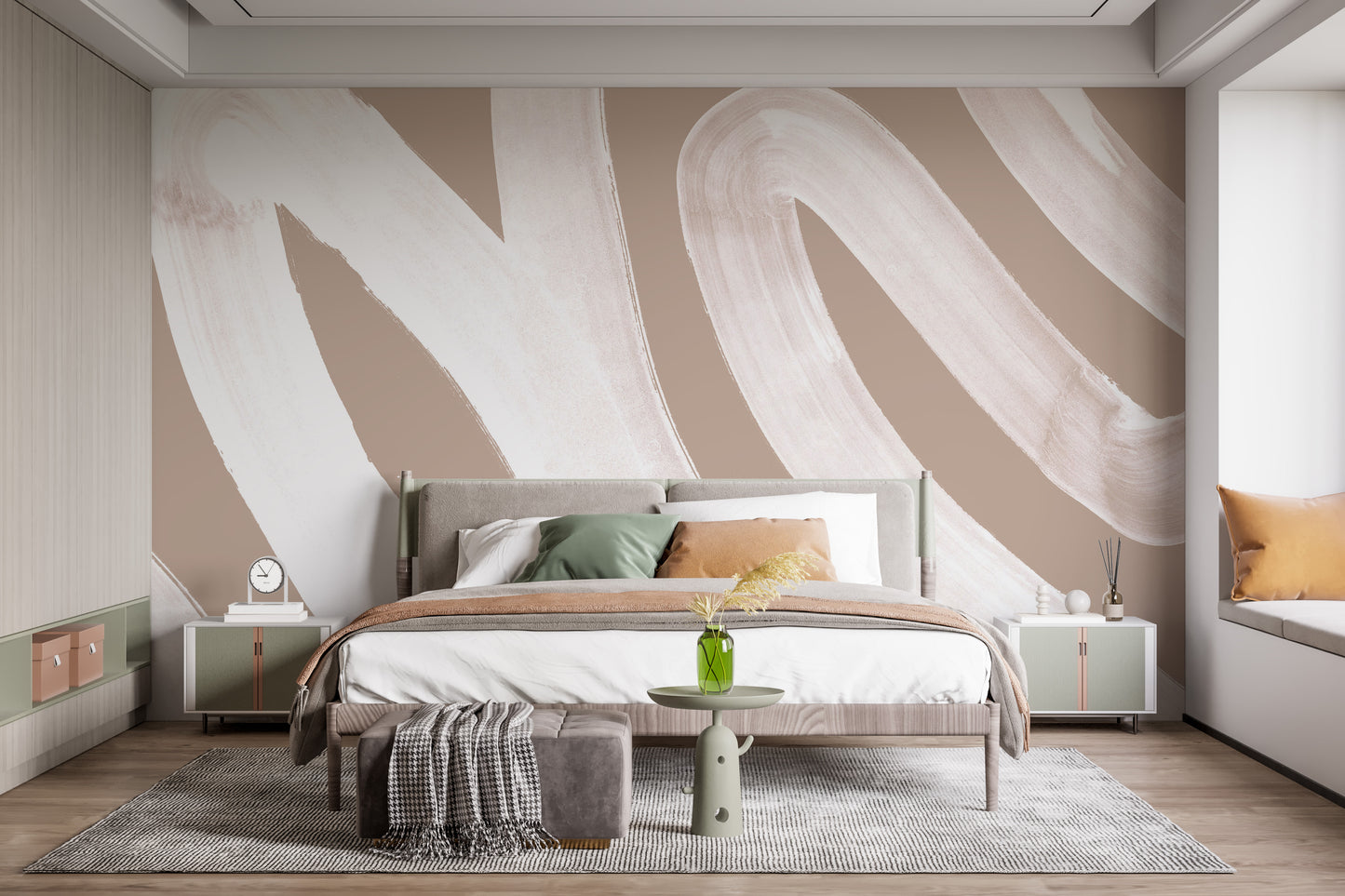 White Brush Stroke Wallpaper Mural